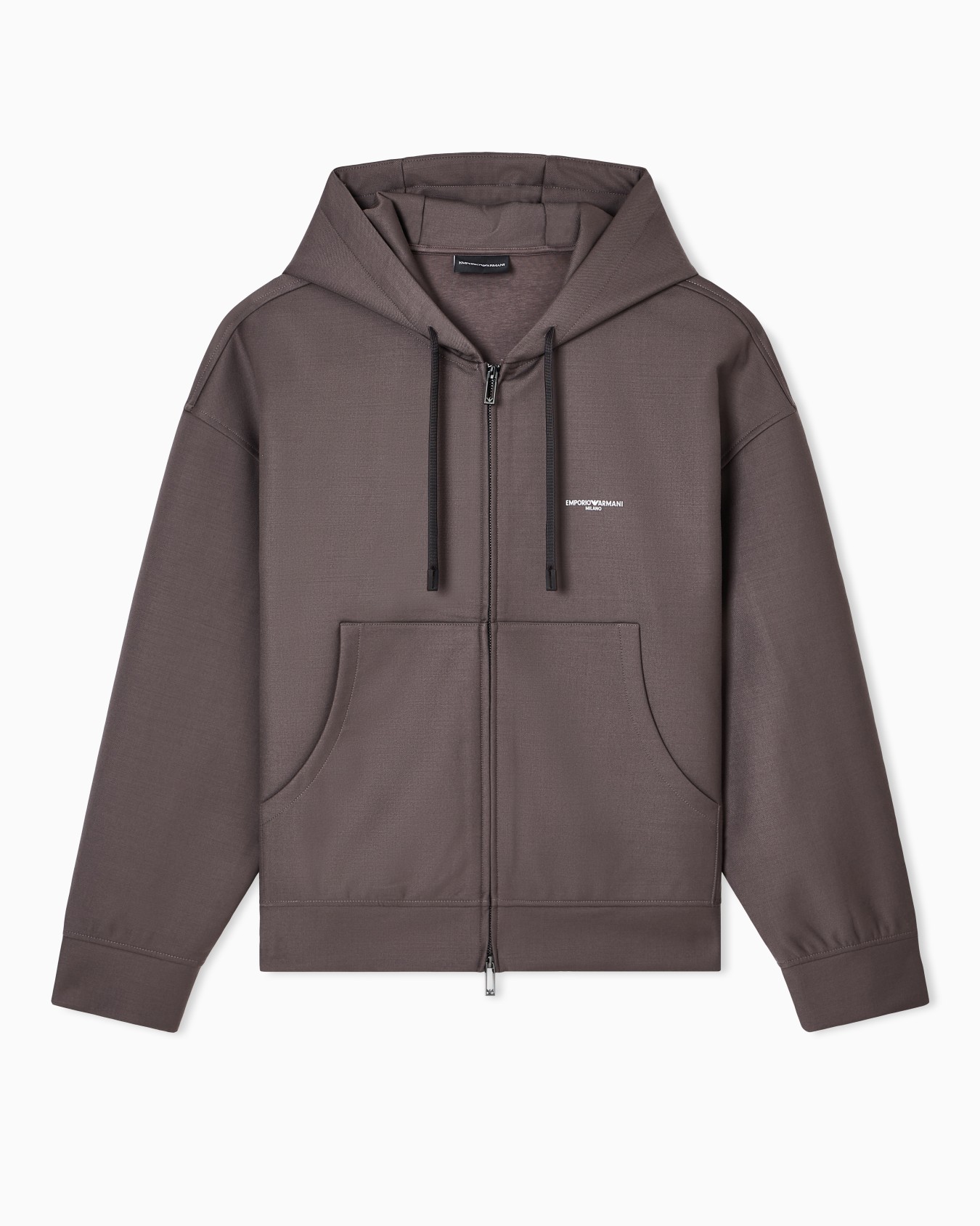 Sweat-shirt à capuche et fermeture zippée en laine froide Diapositive 0