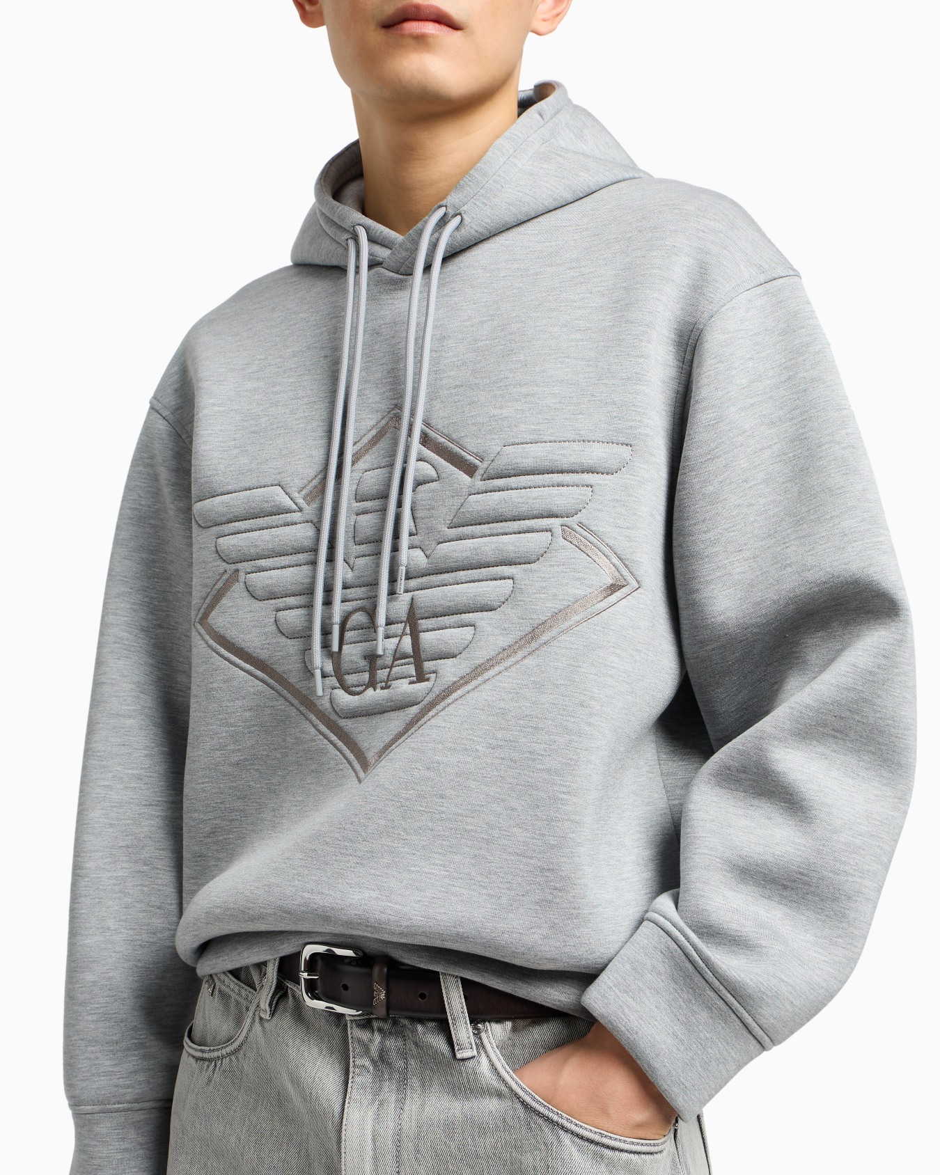 Double-jersey hooded sweatshirt with oversized eagle embroidery Slide 4