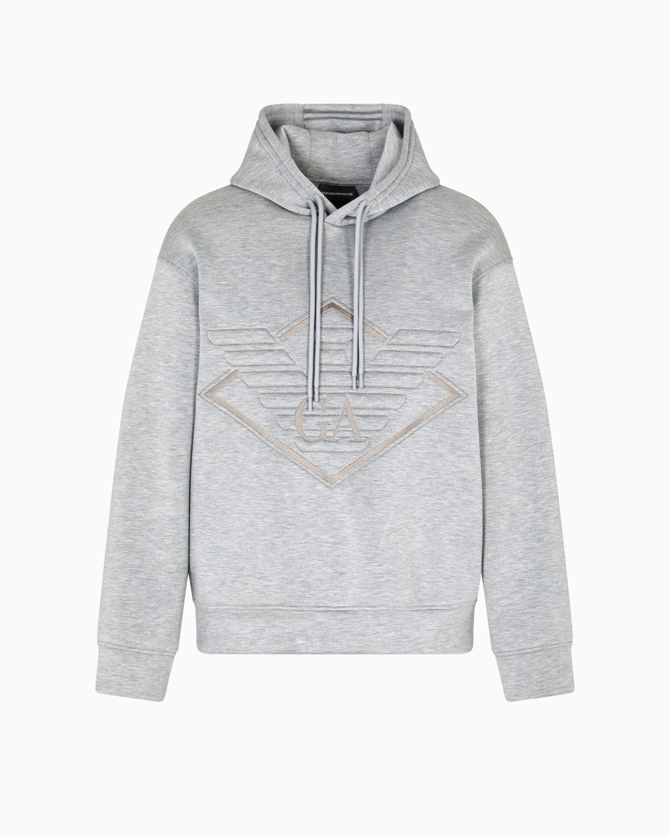Double-jersey hooded sweatshirt with oversized eagle embroidery Slide 0