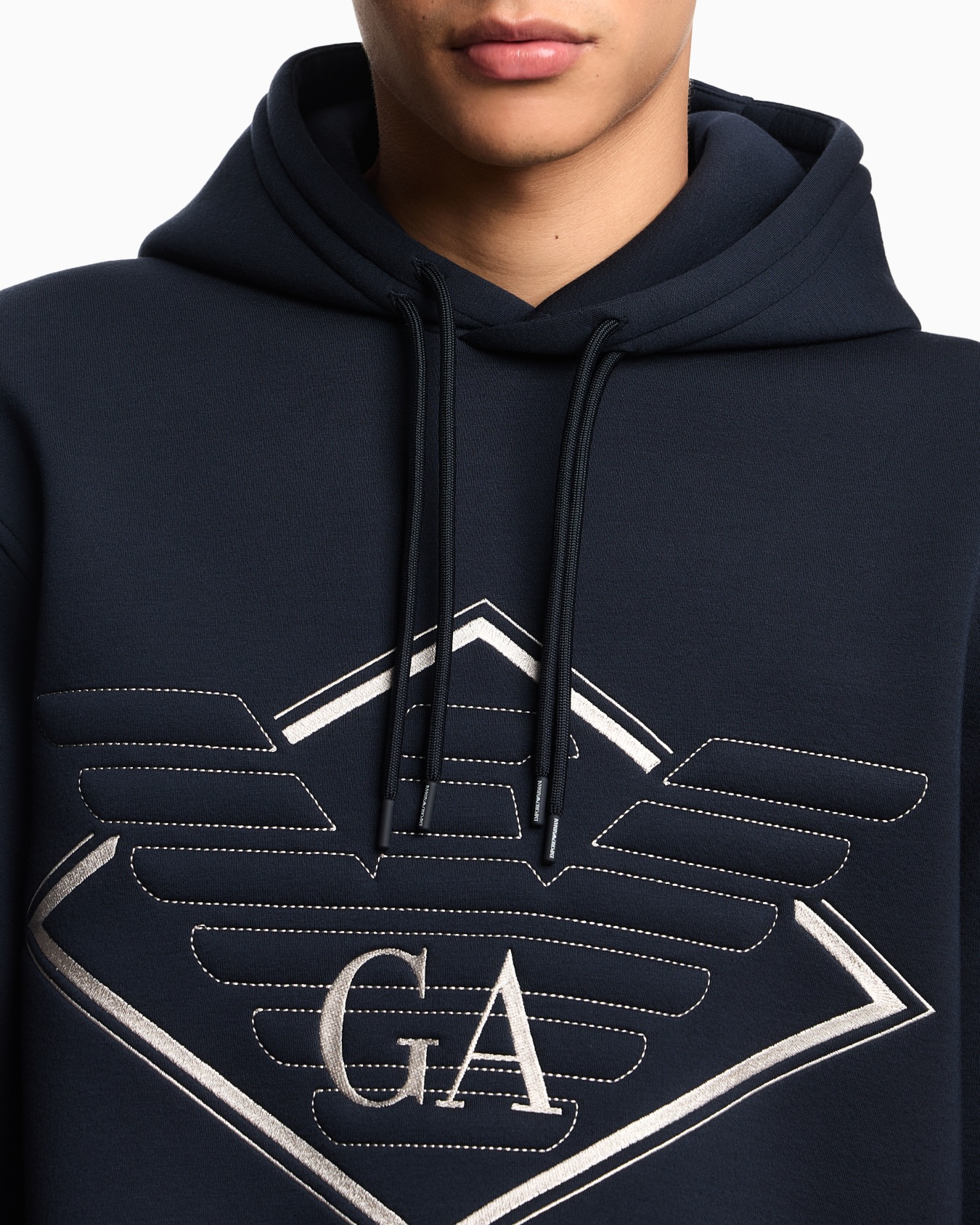Sweat-shirt à capuche avec grande broderie aigle en jersey double Diapositive 4
