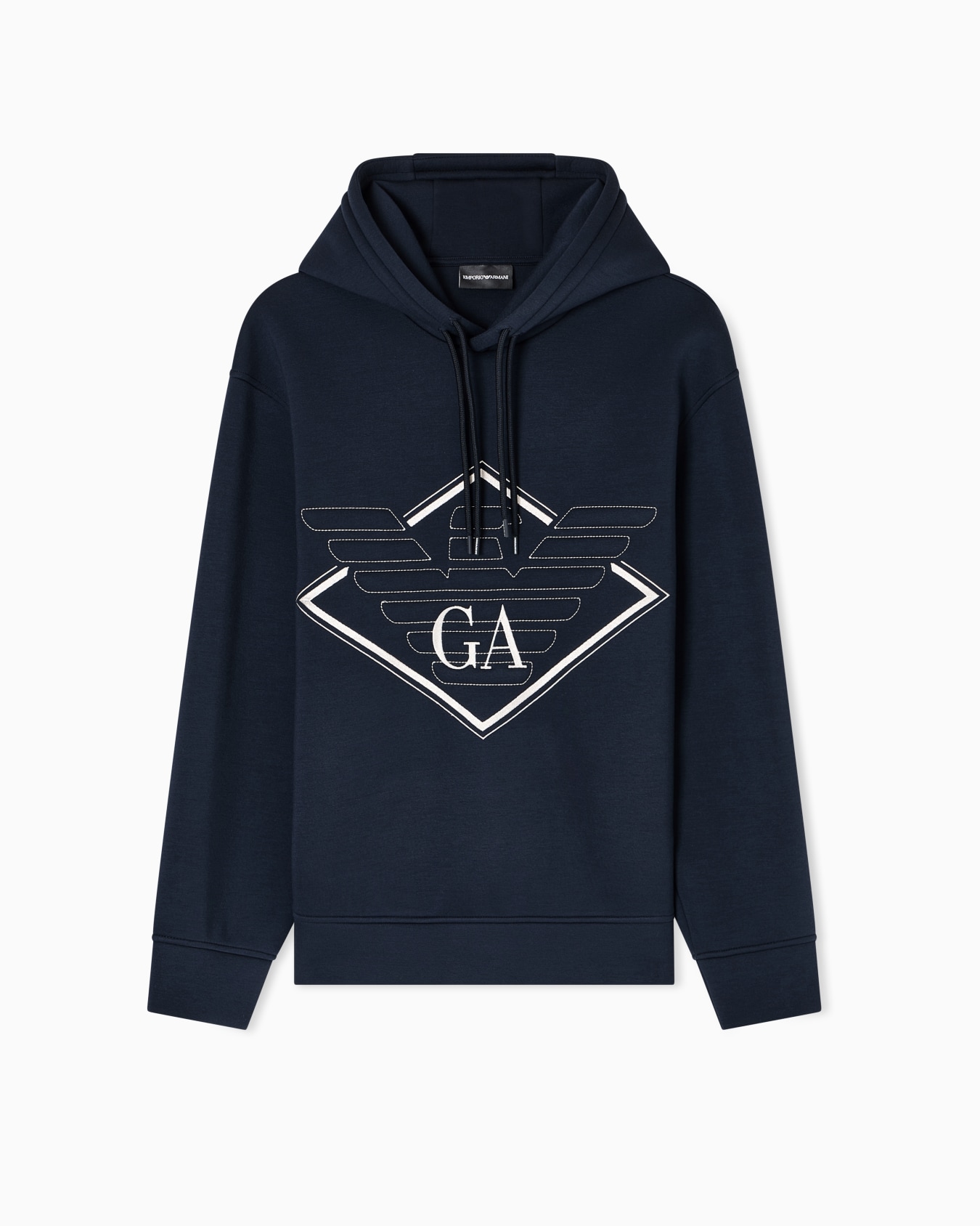 Sweat-shirt à capuche avec grande broderie aigle en jersey double Diapositive 0