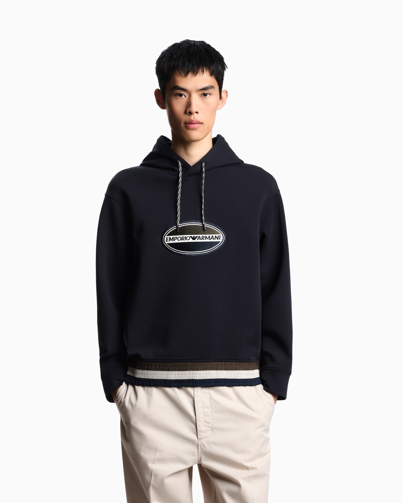 Emporio Armani◆オーバーサイズスウェットシャツ フード 人気 ASV フード付きスウェットシャツ ダブルジャージー オーバー