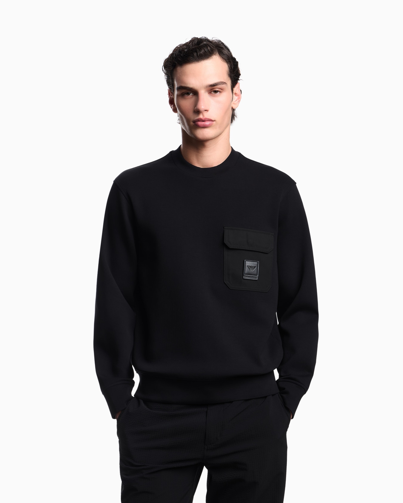 ASV double-jersey sweatshirt with pocket and logo patch Slide 3