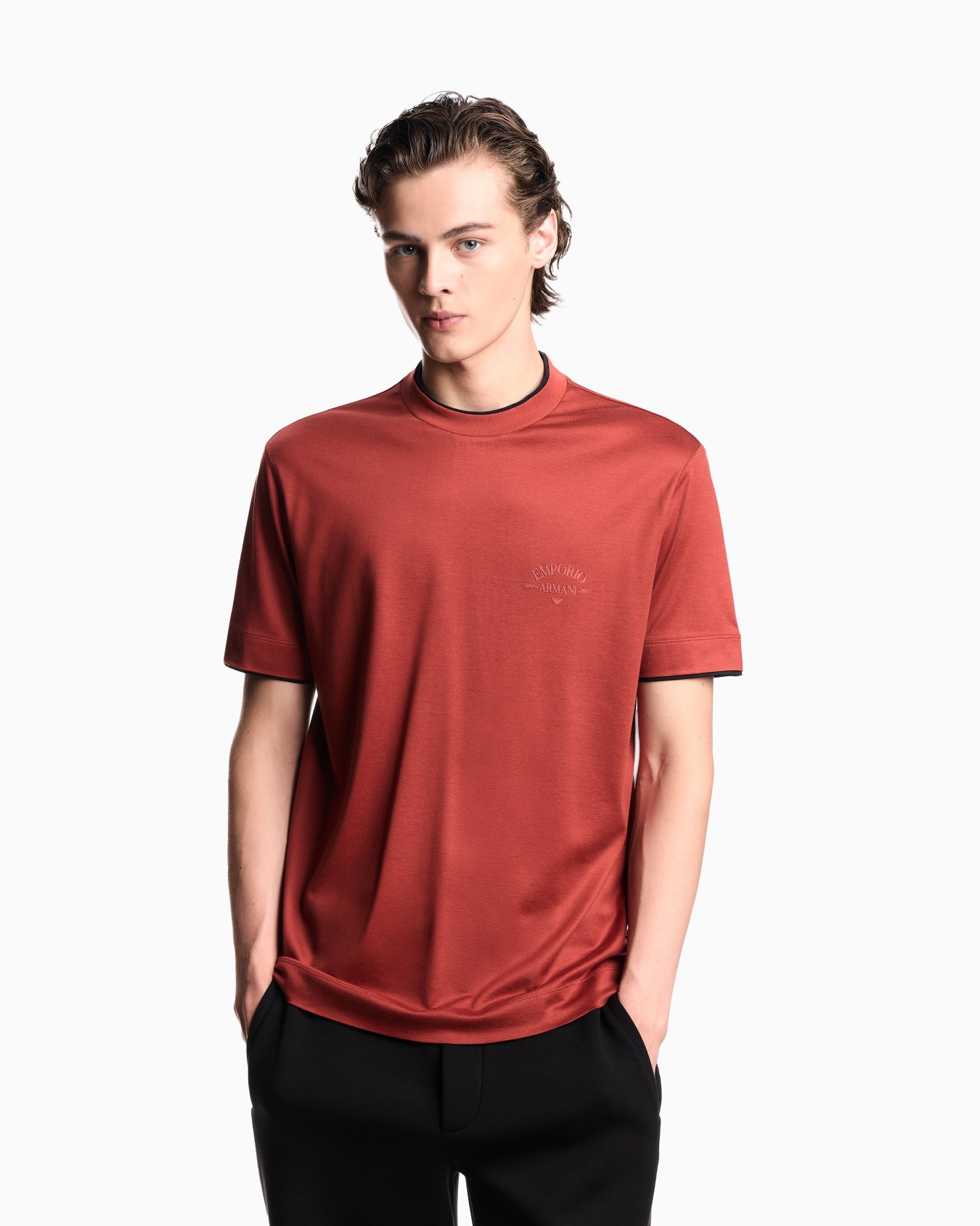 ASV Lyocell-blend jersey T-shirt with contrasting details Slide 3
