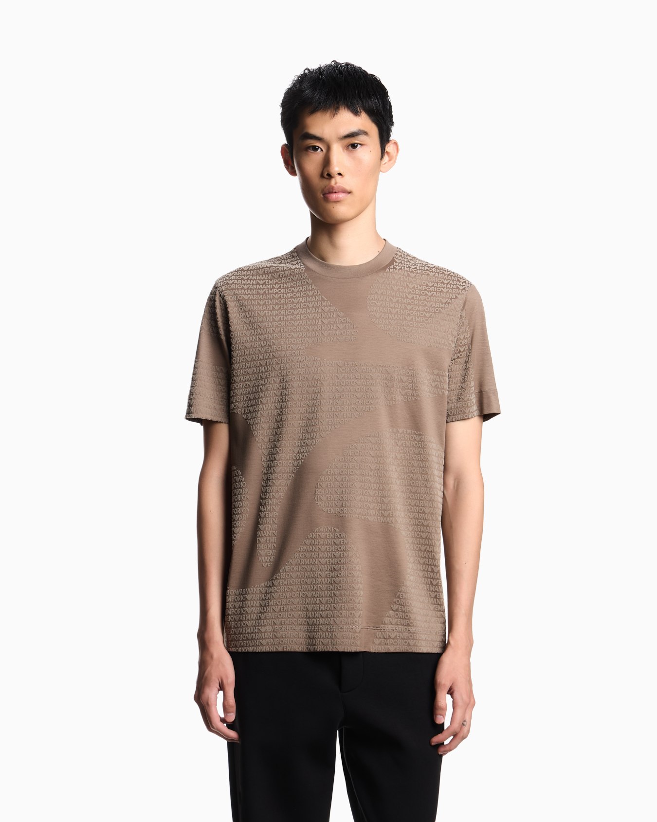 ASV Lyocell-blend jersey T-shirt with all-over flocked logo Slide 3