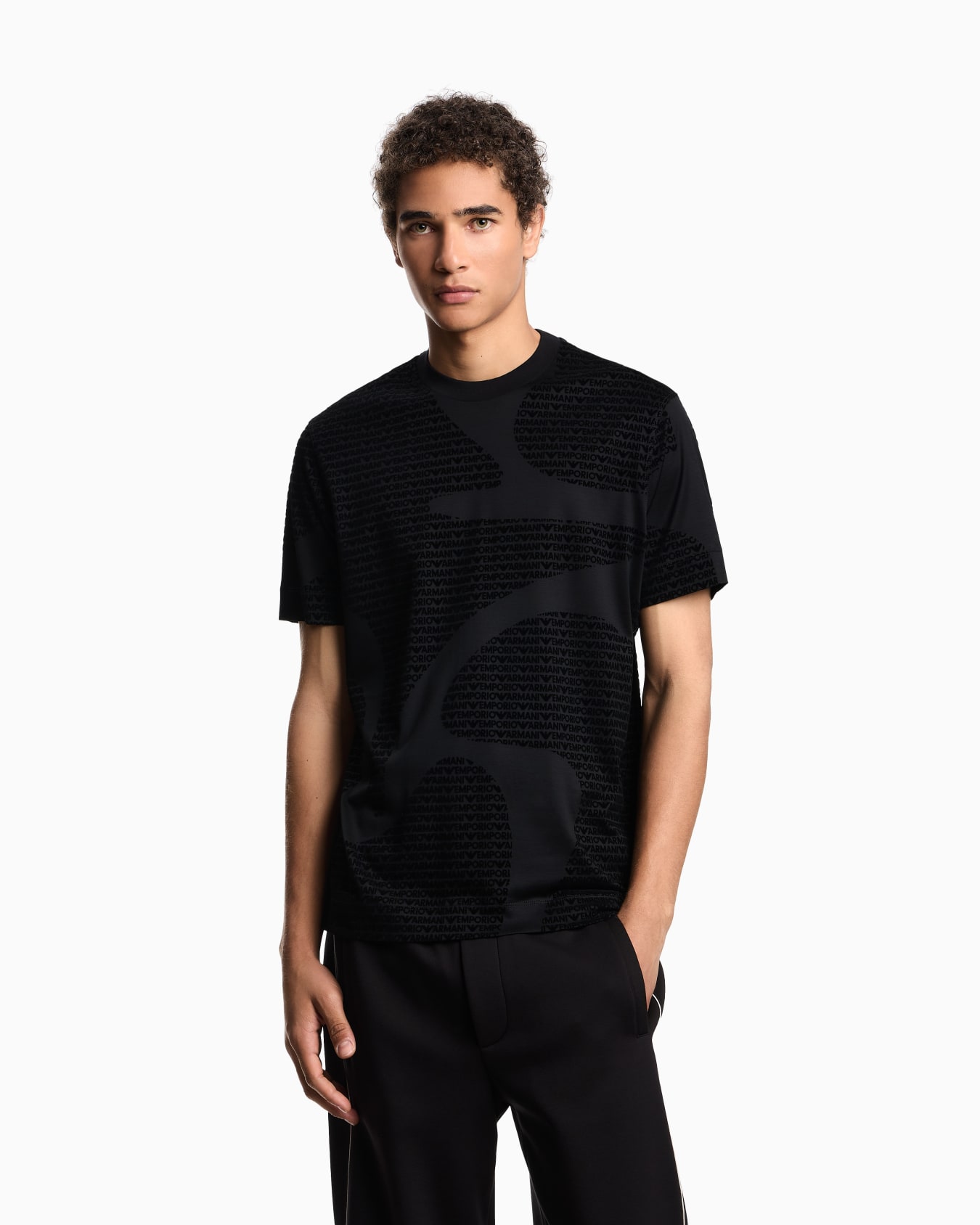 ASV Lyocell-blend jersey T-shirt with all-over flocked logo Slide 4