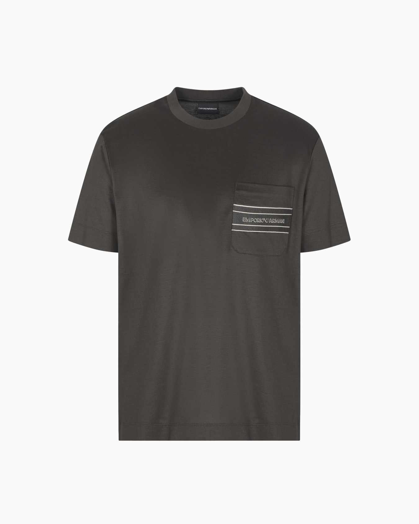 Lyocell blend jersey T-shirt with pocket and 3D-effect logo Slide 0