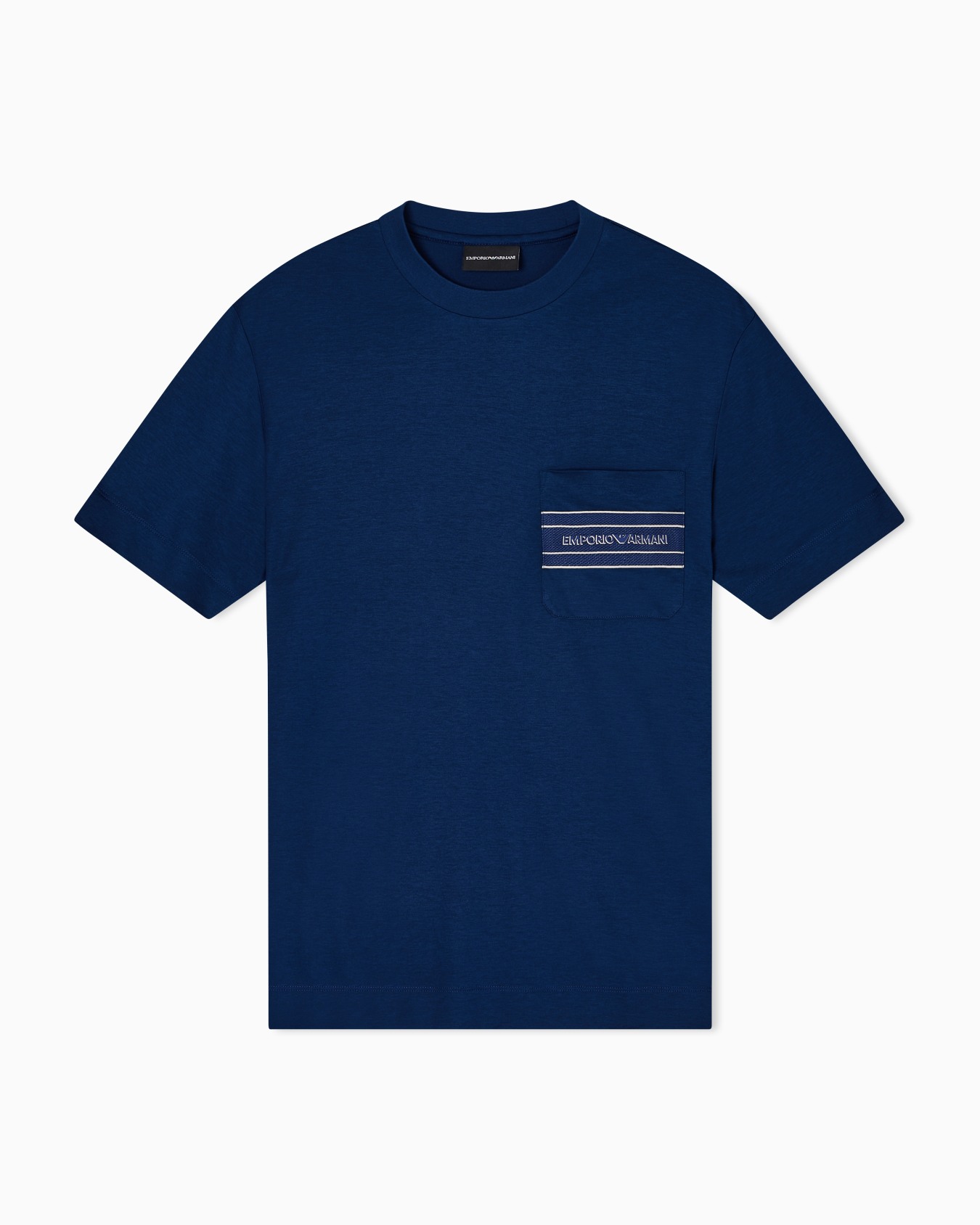 Lyocell blend jersey T-shirt with pocket and 3D-effect logo Slide 0