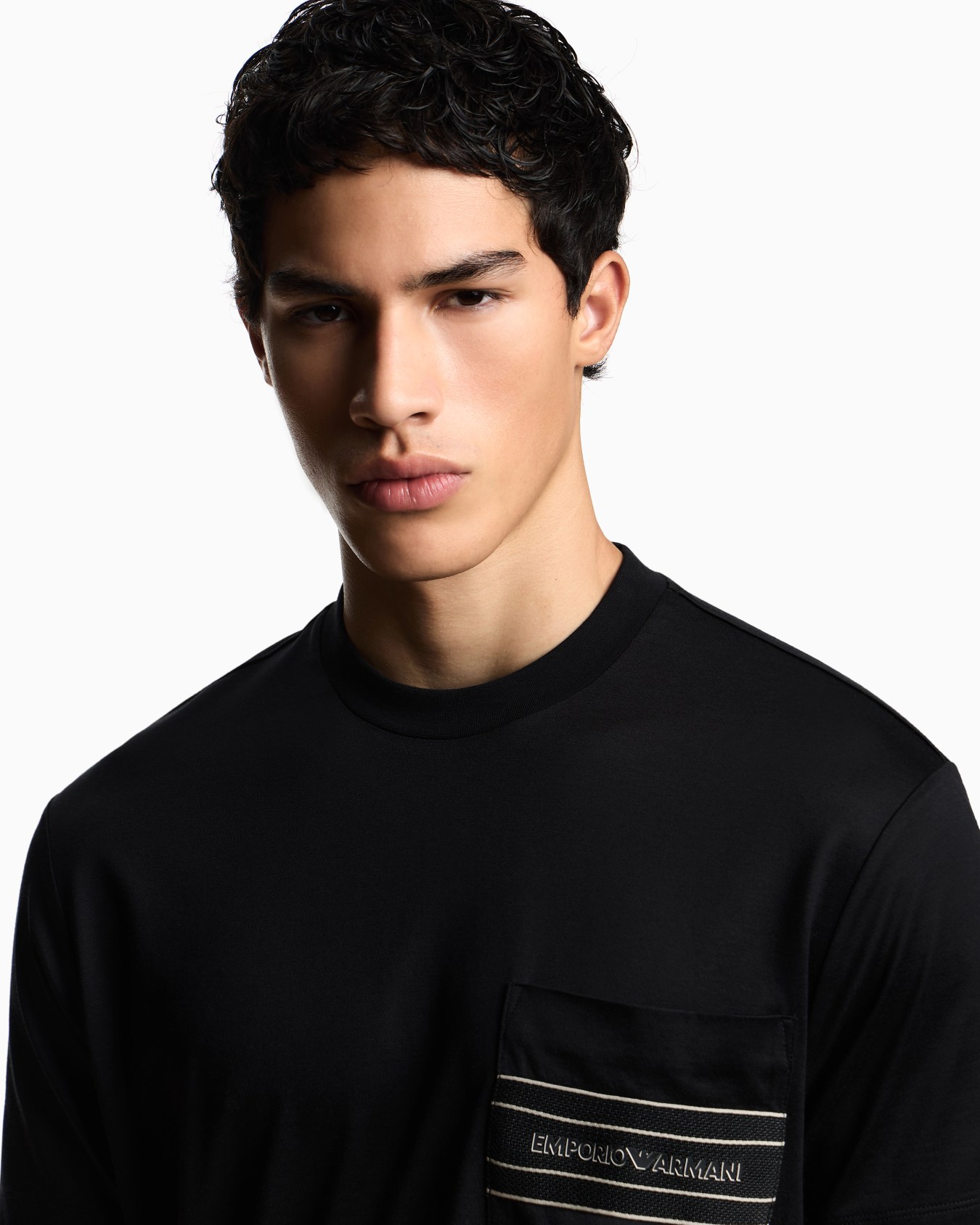 Lyocell blend jersey T-shirt with pocket and 3D-effect logo Slide 4