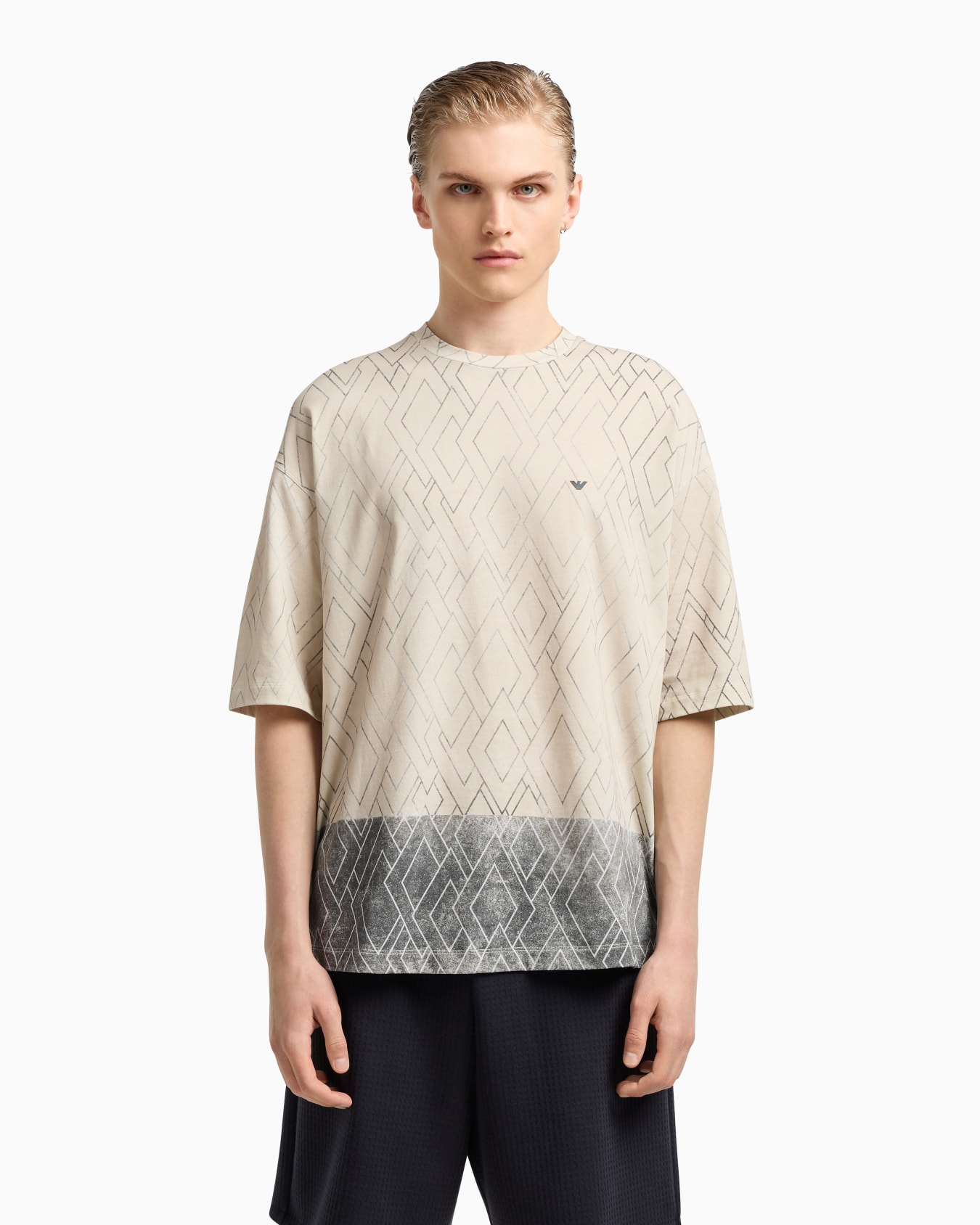 ASV Tシャツ ジャージー オールオーバー ダイヤモンドプリント スライドする 3