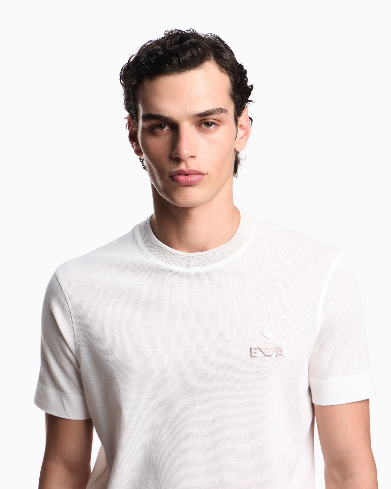 ASV piqué T-shirt with super-embossed EA embroidery Slide 4