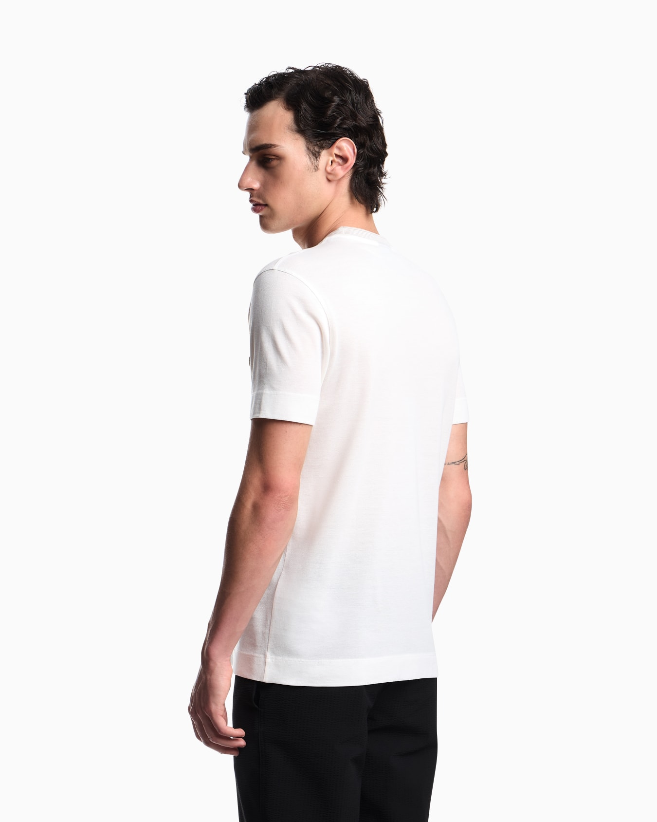 ASV piqué T-shirt with super-embossed EA embroidery Slide 2