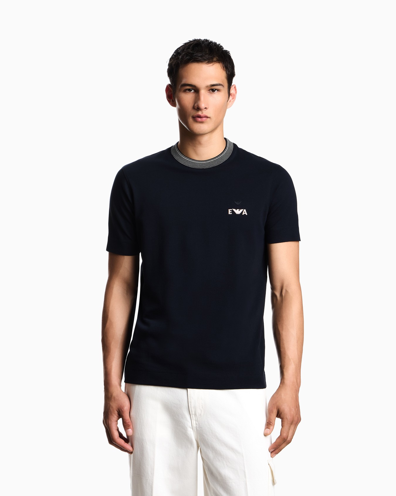 ASV piqué T-shirt with super-embossed EA embroidery Slide 3