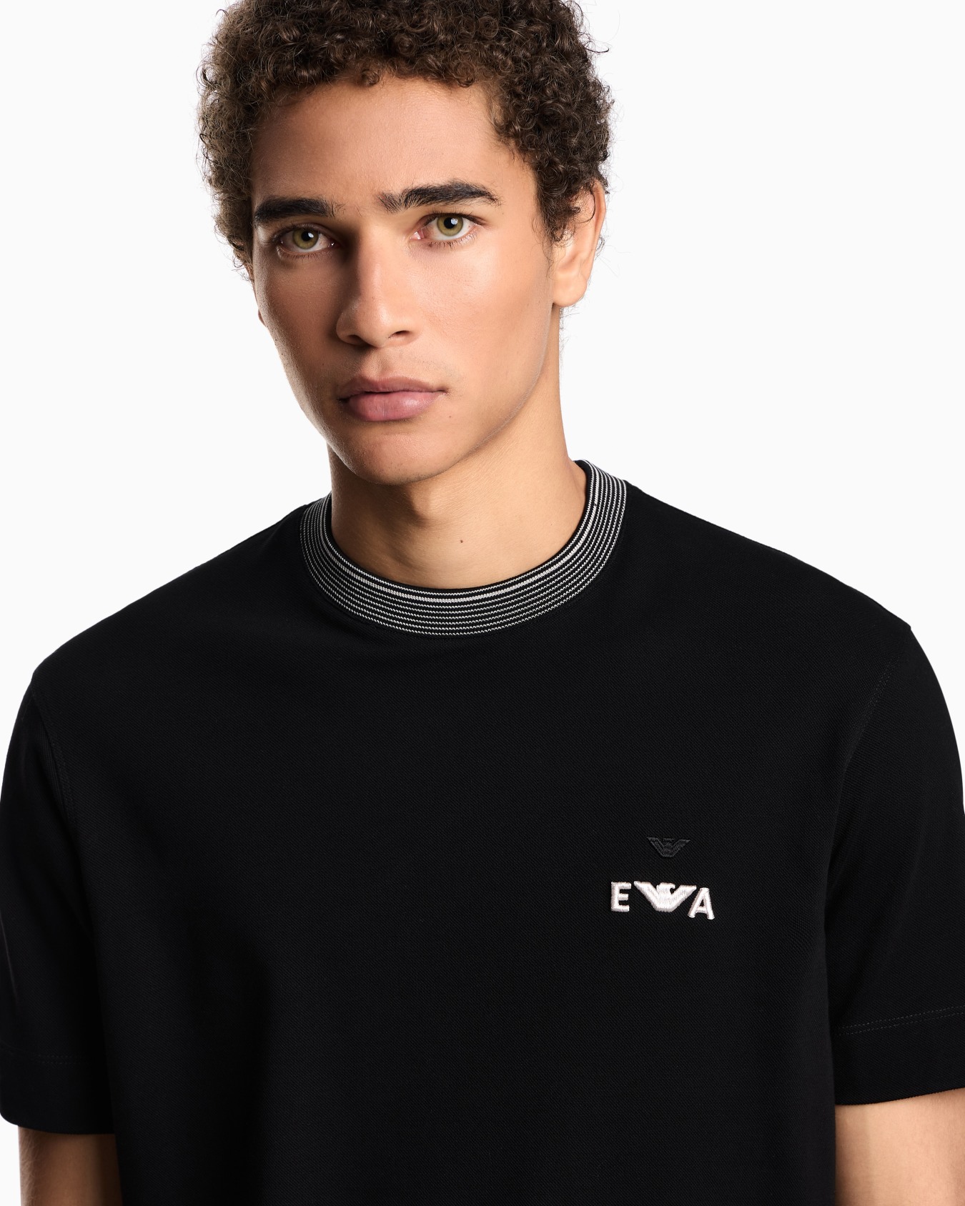 ASV piqué T-shirt with super-embossed EA embroidery Slide 4