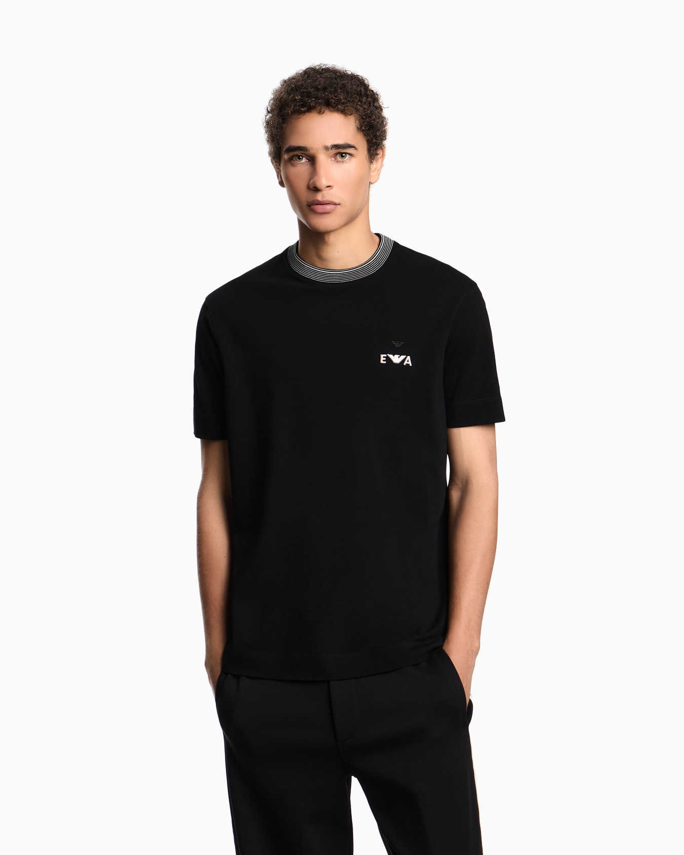 ASV piqué T-shirt with super-embossed EA embroidery Slide 3