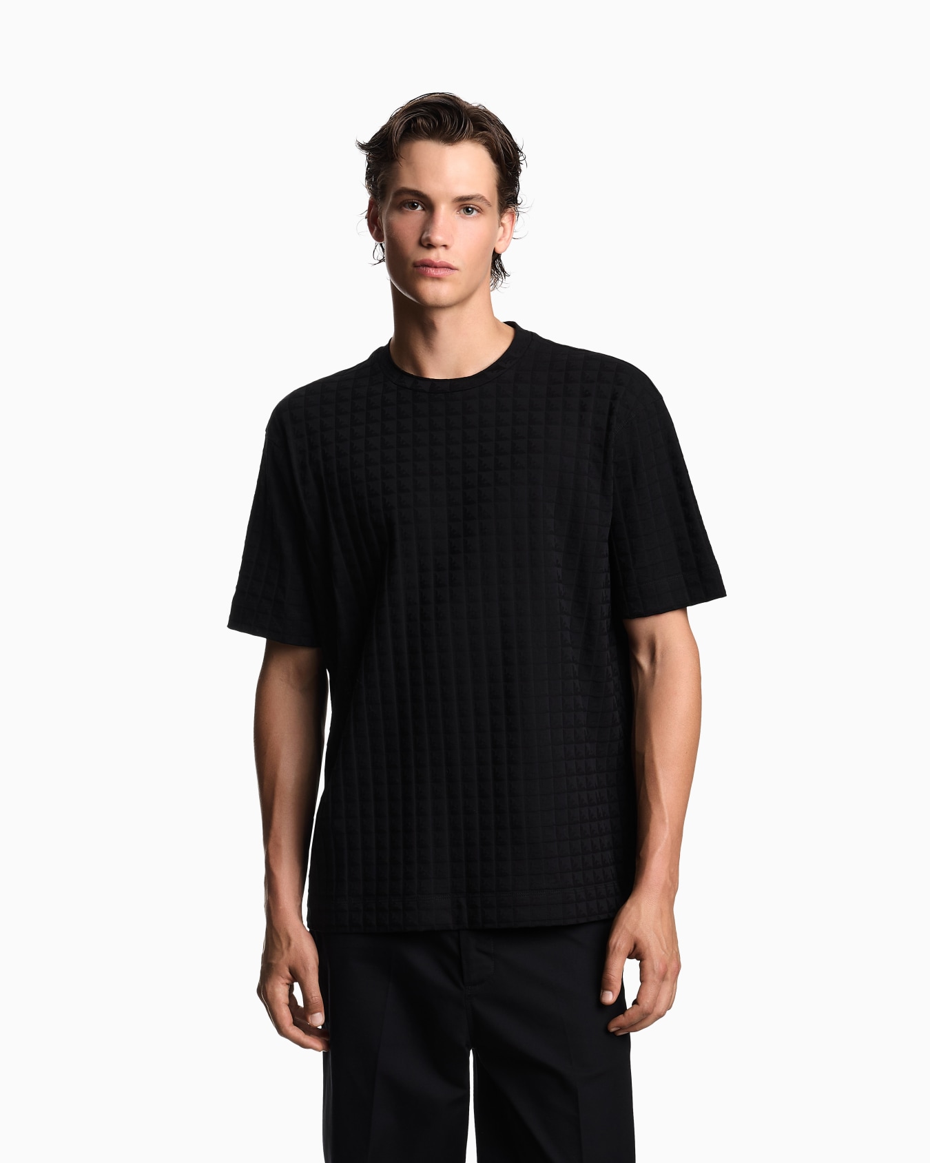 ASV jacquard jersey T-shirt with repeated eagle motif Slide 3