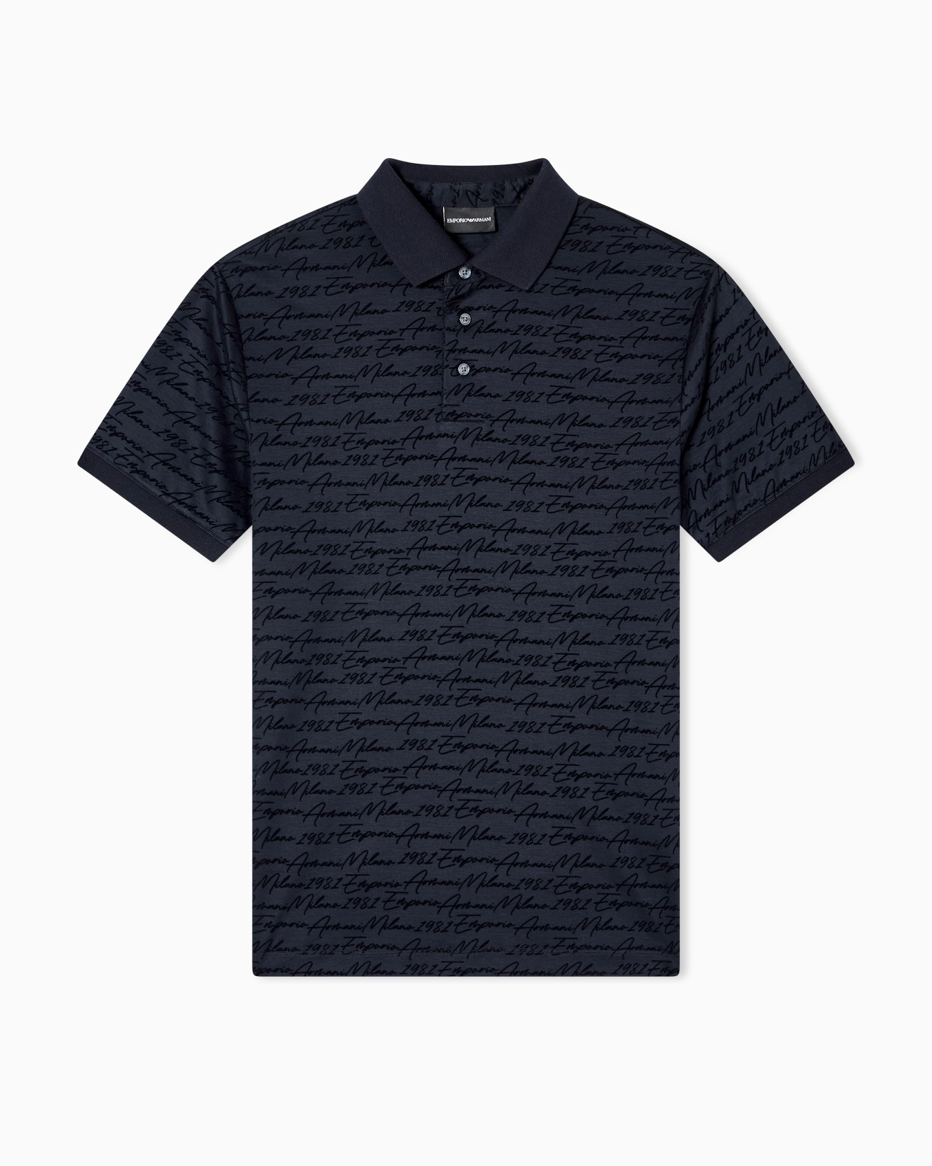 ASV Lyocell-blend jersey polo shirt with all-over flocked logo Slide 0