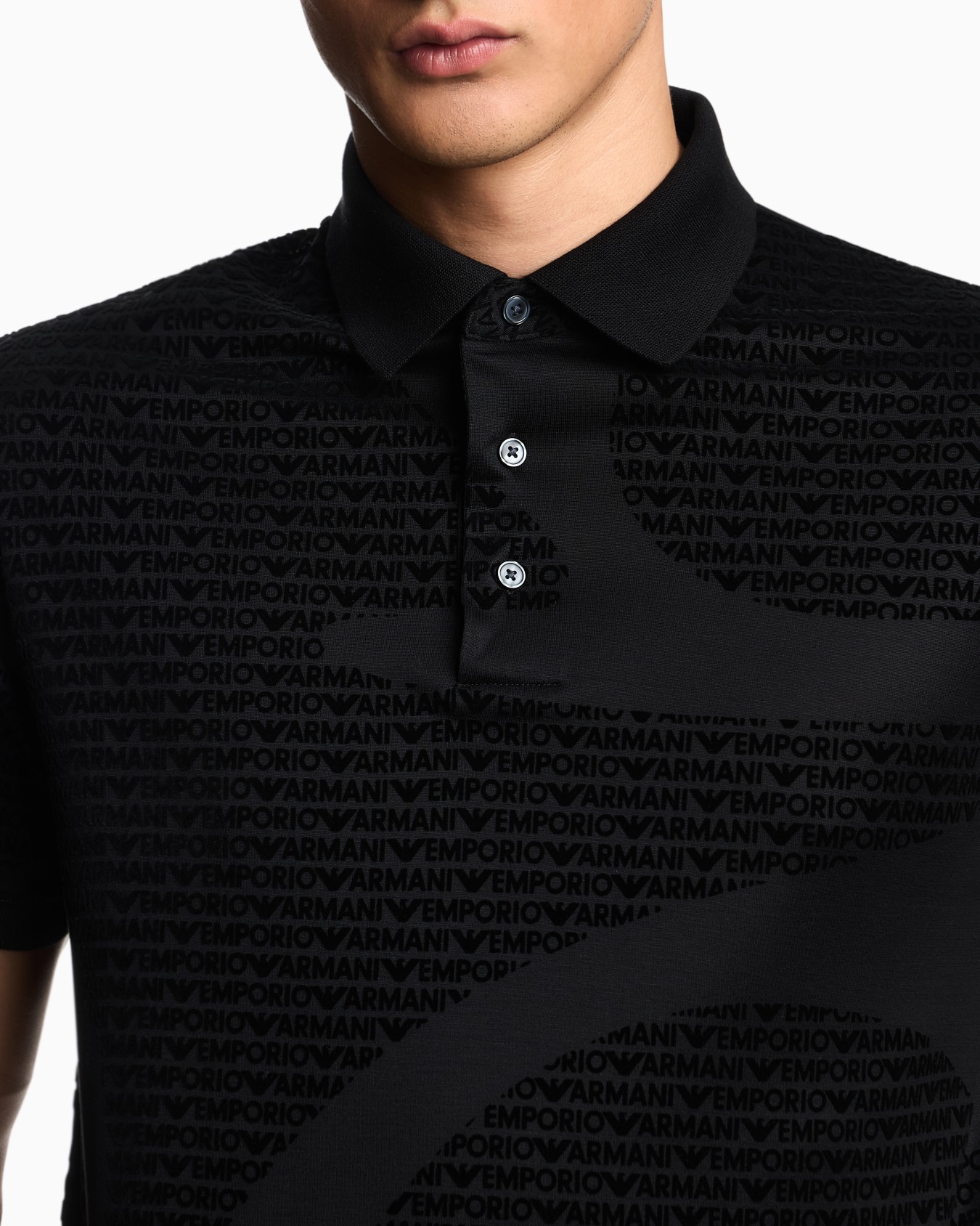 ASV Lyocell-blend jersey polo shirt with all-over flocked logo Slide 4