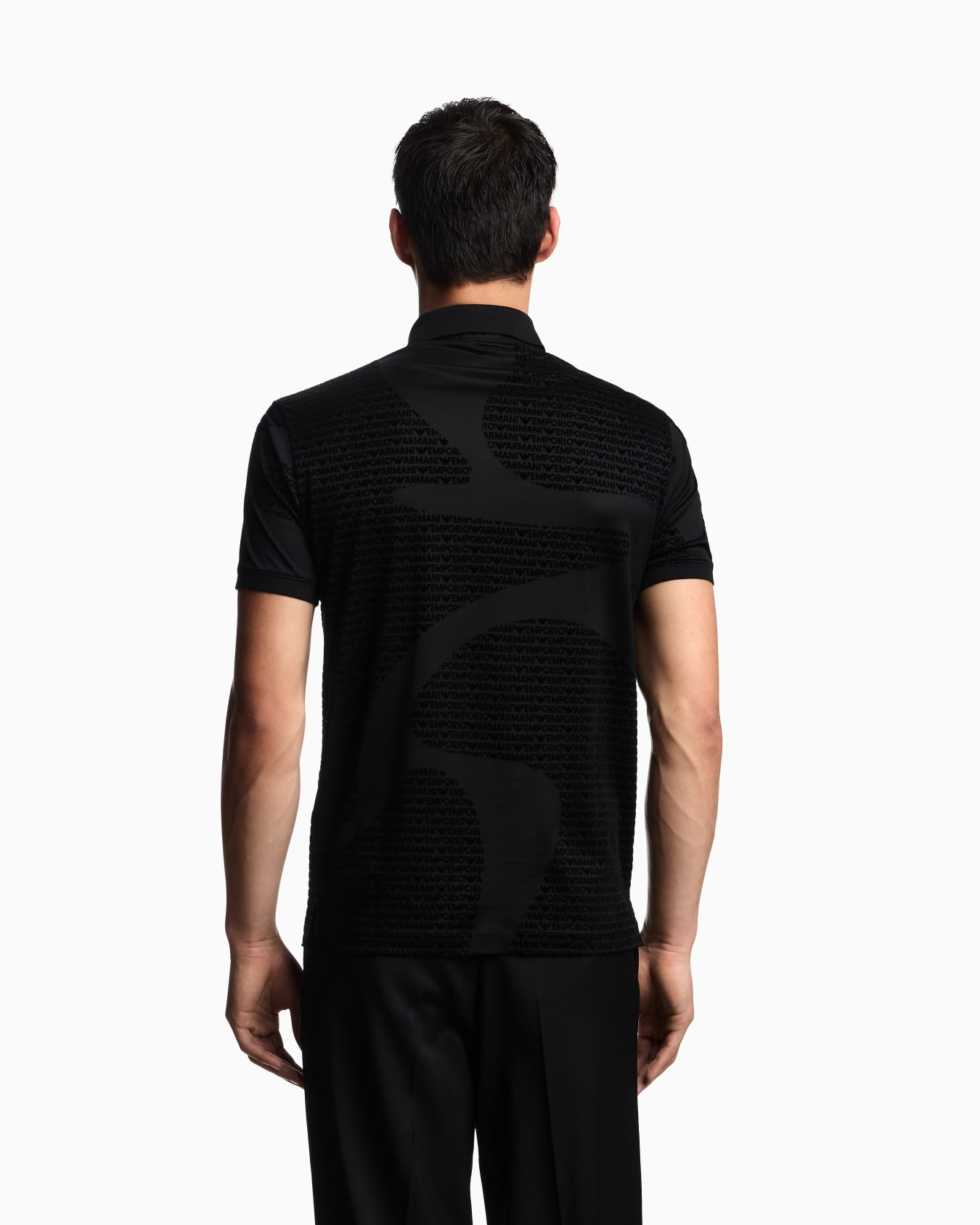 ASV Lyocell-blend jersey polo shirt with all-over flocked logo Slide 2