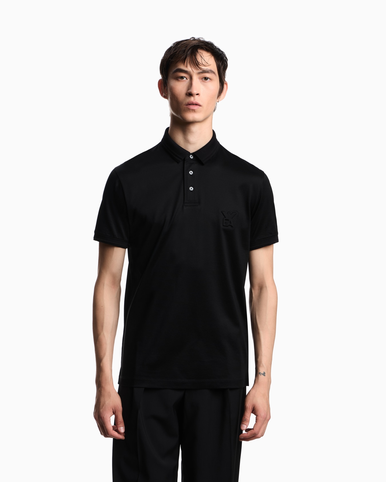 ASV Lyocell-blend jersey polo shirt with domed logo Slide 3