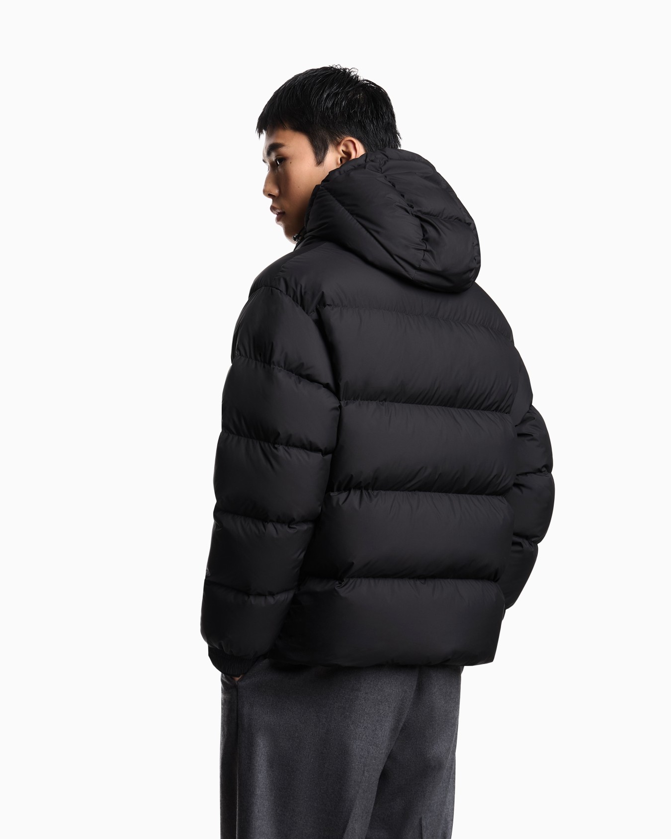 Water-repellent, quilted ripstop nylon hooded down jacket Slide 2