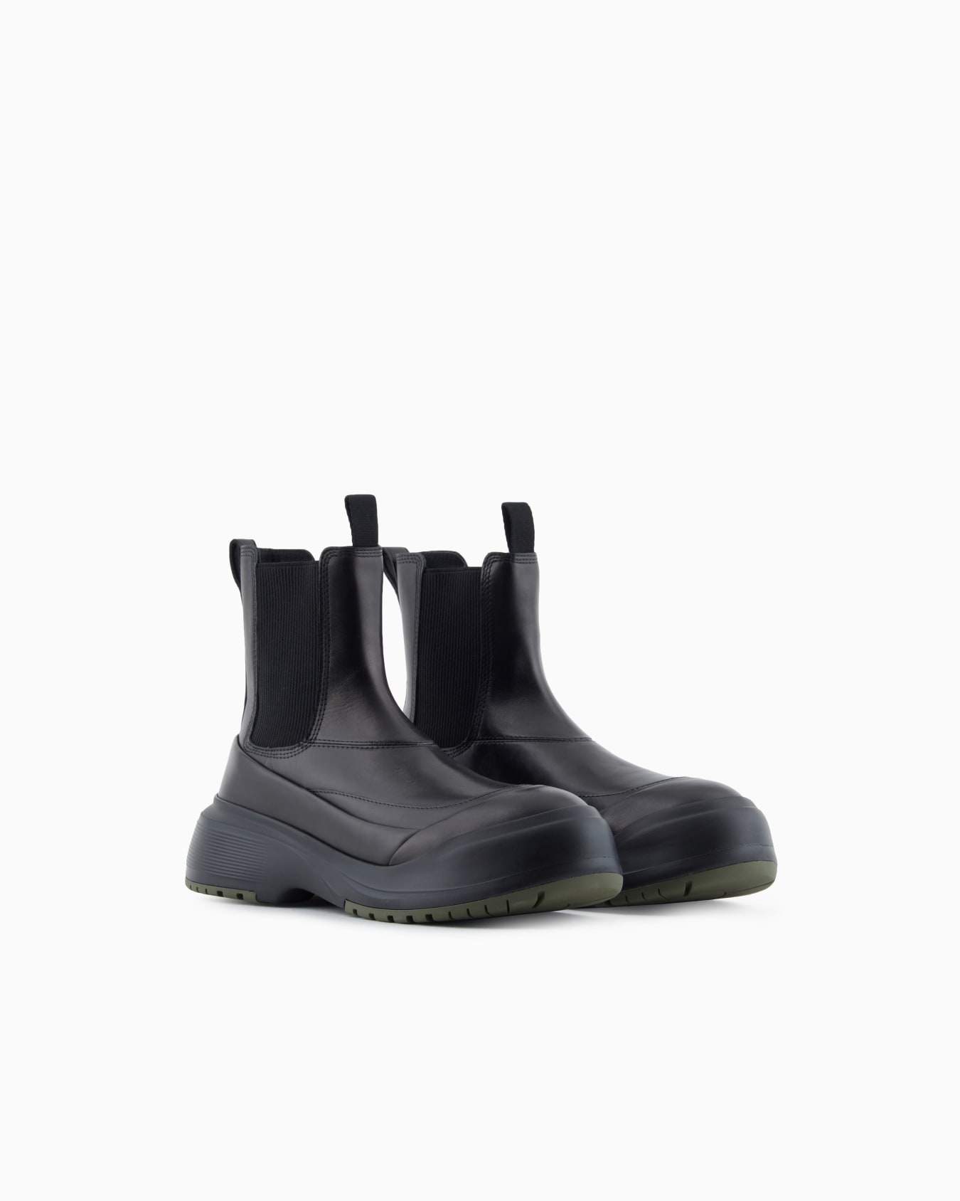 Chunky crust leather effect ankle boots Slide 1