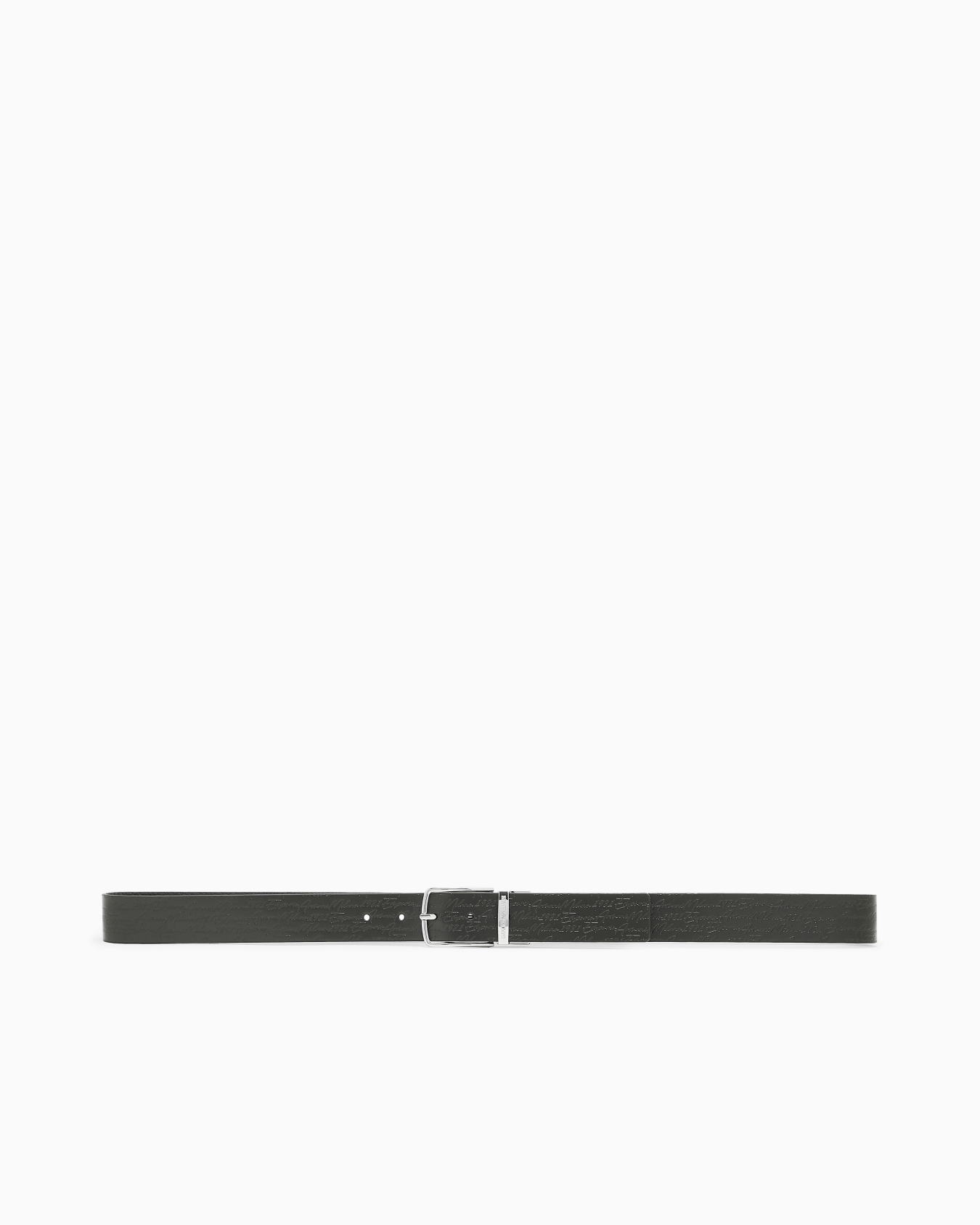 Leather reversible belt with signature logo Slide 2