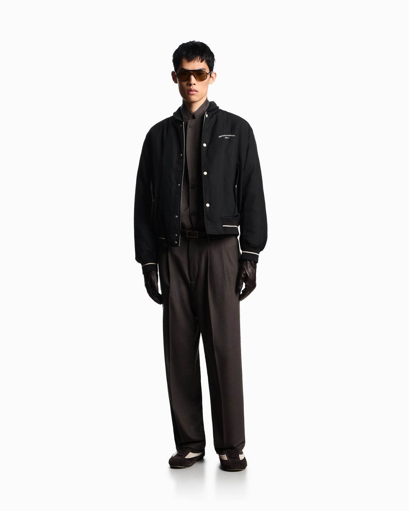 Blouson bomber en nylon avec logo brodé Diapositive 1