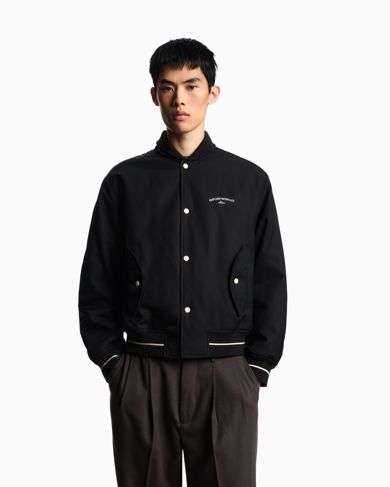 Blouson bomber en nylon avec logo brodé Diapositive 3