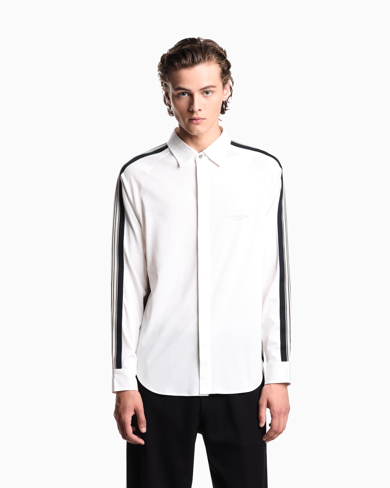 ASV slim-fit shirt in Lyocell-blend jersey with bands Slide 3