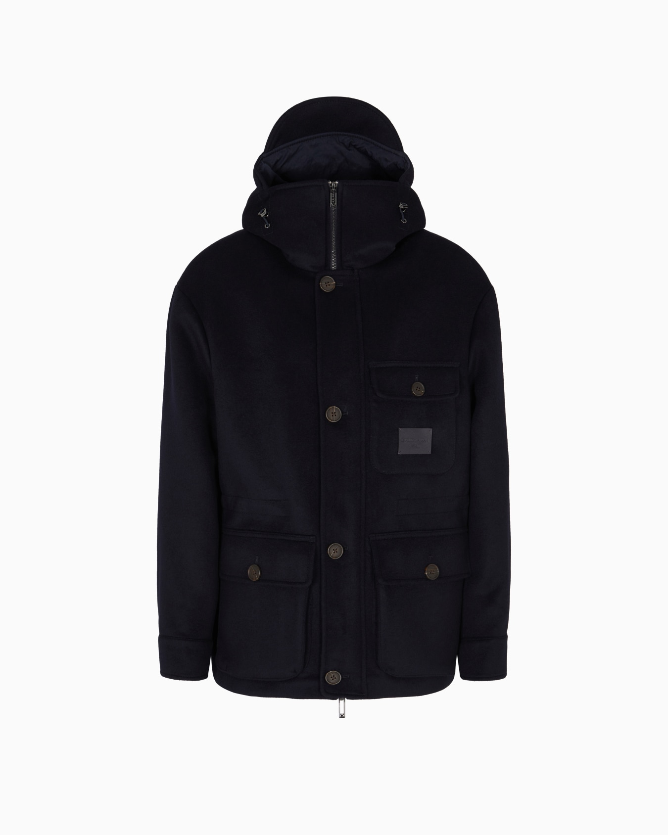 Hooded blouson in wool cloth Slide 0