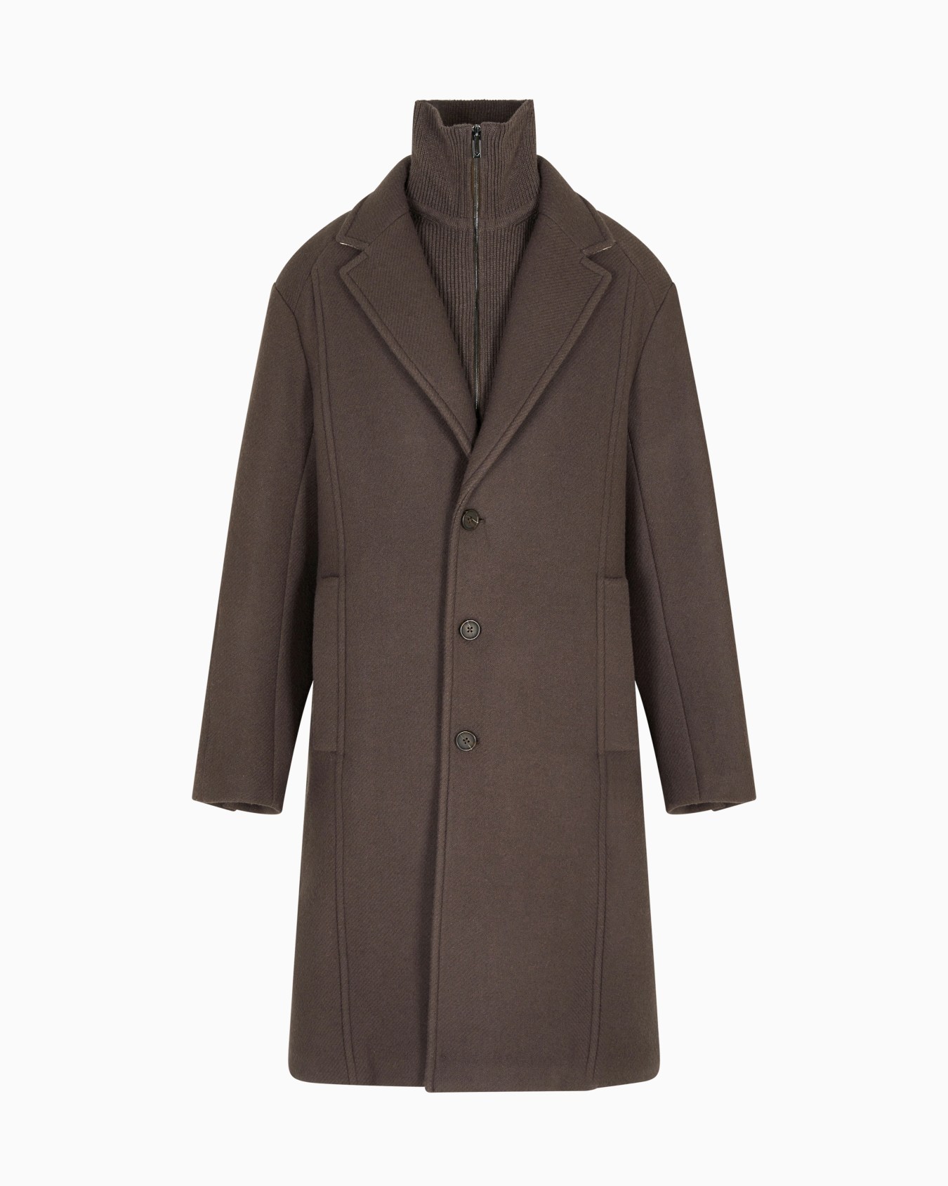 Coat in a virgin wool cloth twill with a detachable inner panel Slide 0