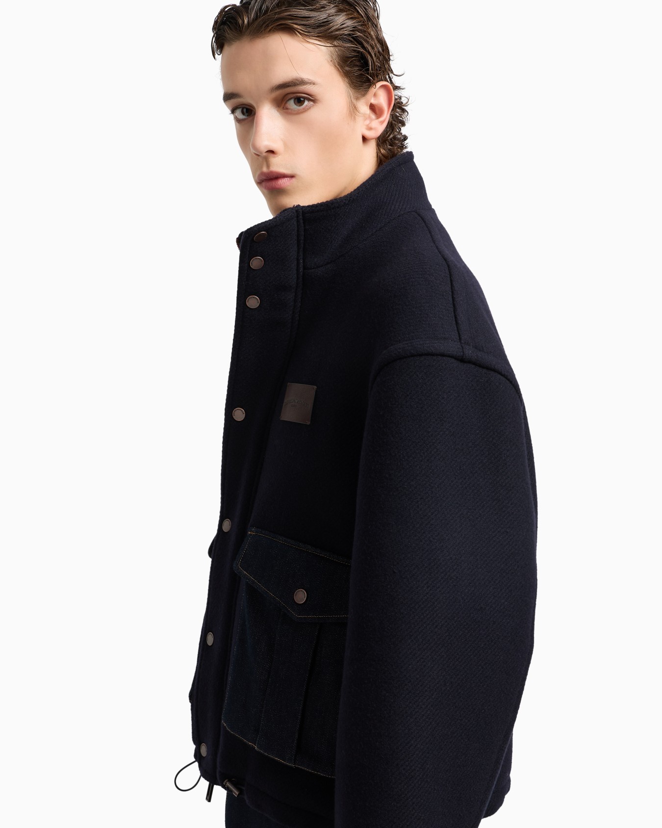 Denim Capsule Collection wool cloth blouson with details Slide 5
