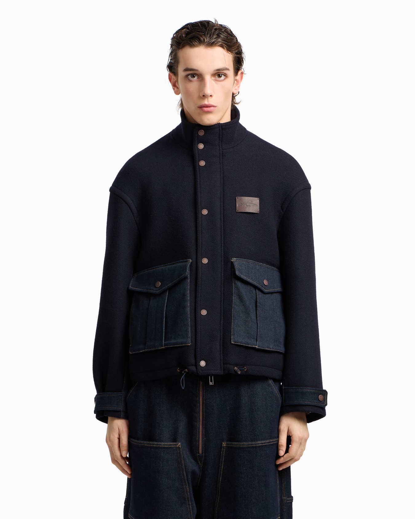 Denim Capsule Collection wool cloth blouson with details Slide 4