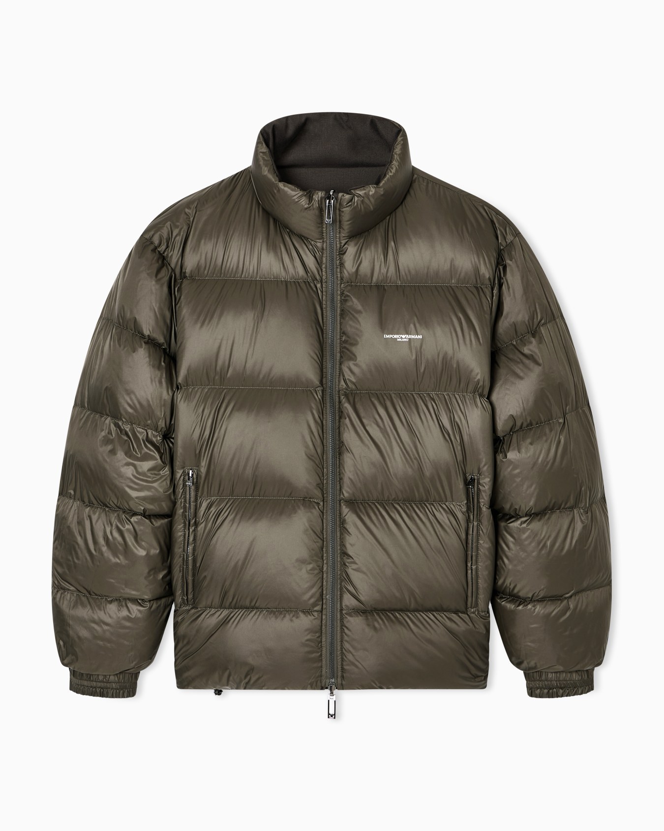 Reversible wool-blend twill down jacket  Slide 5