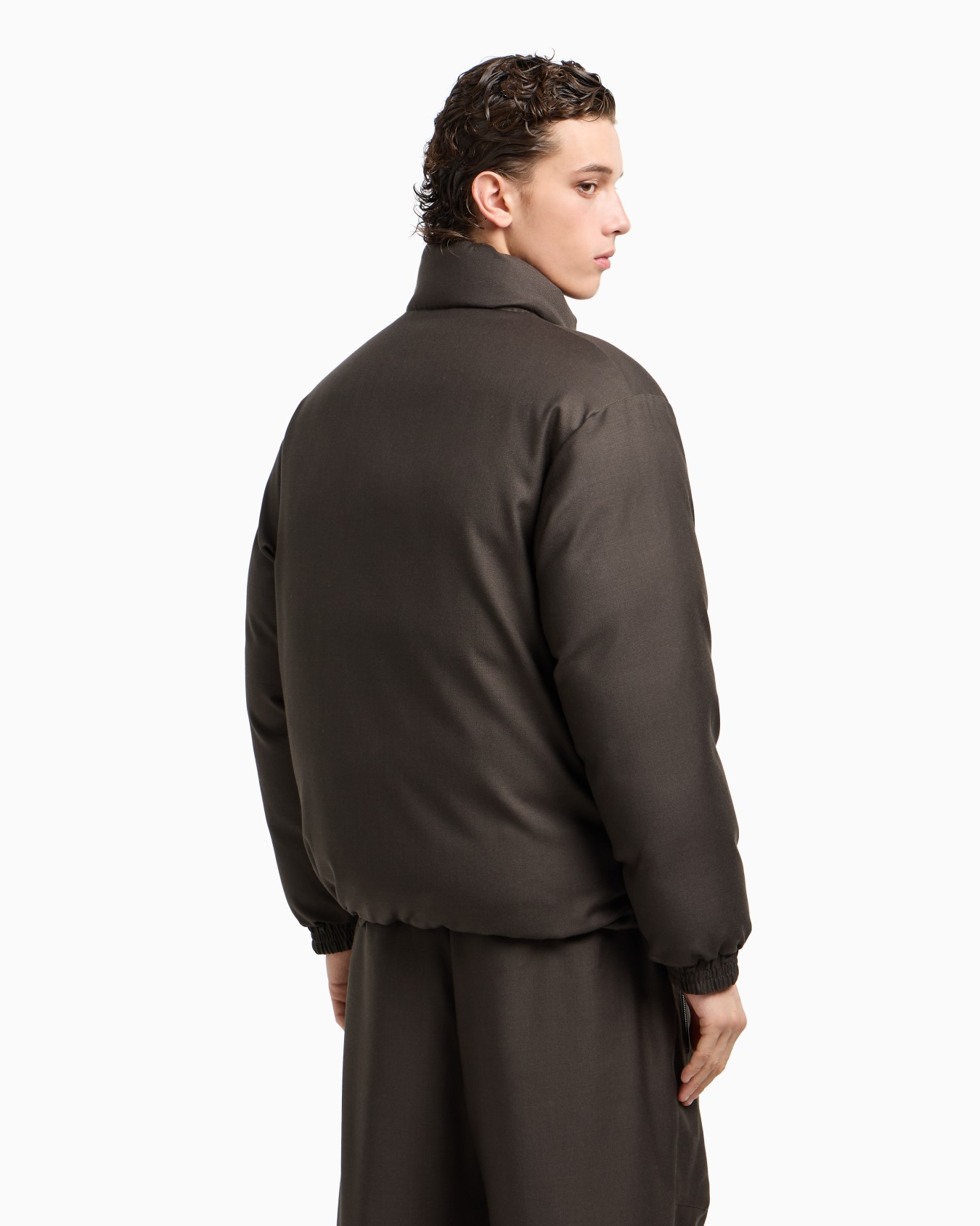 Reversible wool-blend twill down jacket  Slide 3