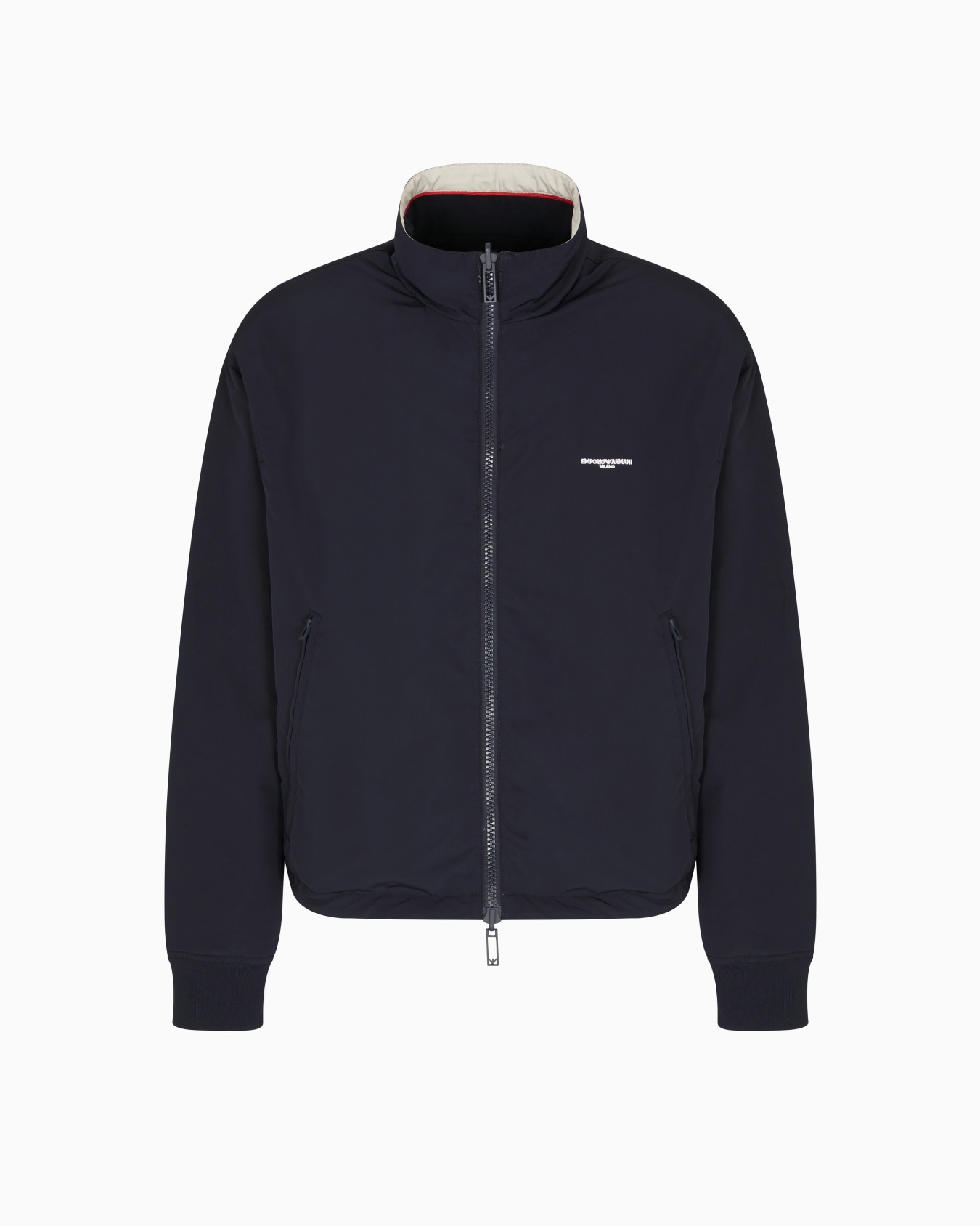 Reversible full-zip nylon blouson with rubberised logo patch Slide 1