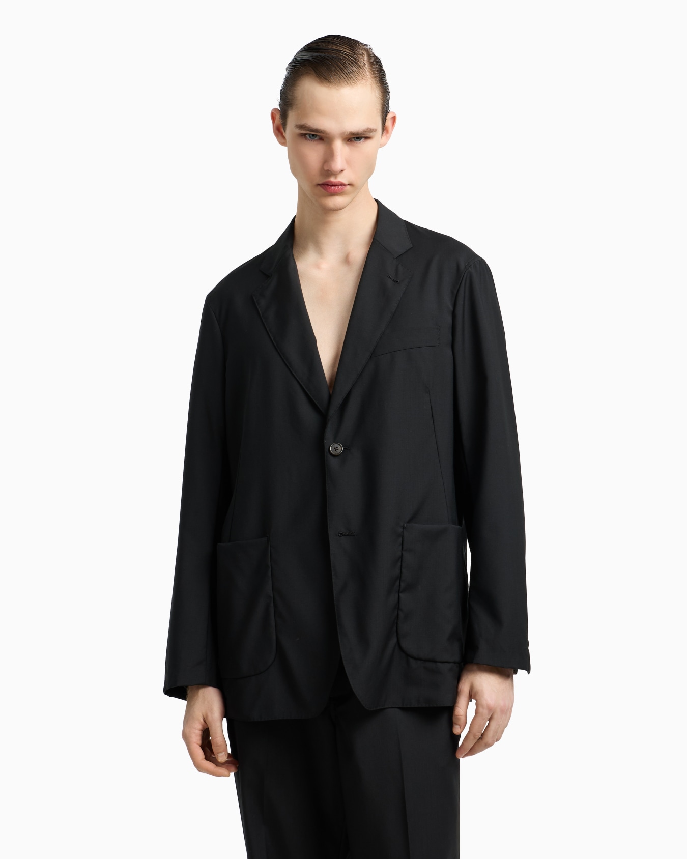 Wool poplin single-breasted jacket Slide 4