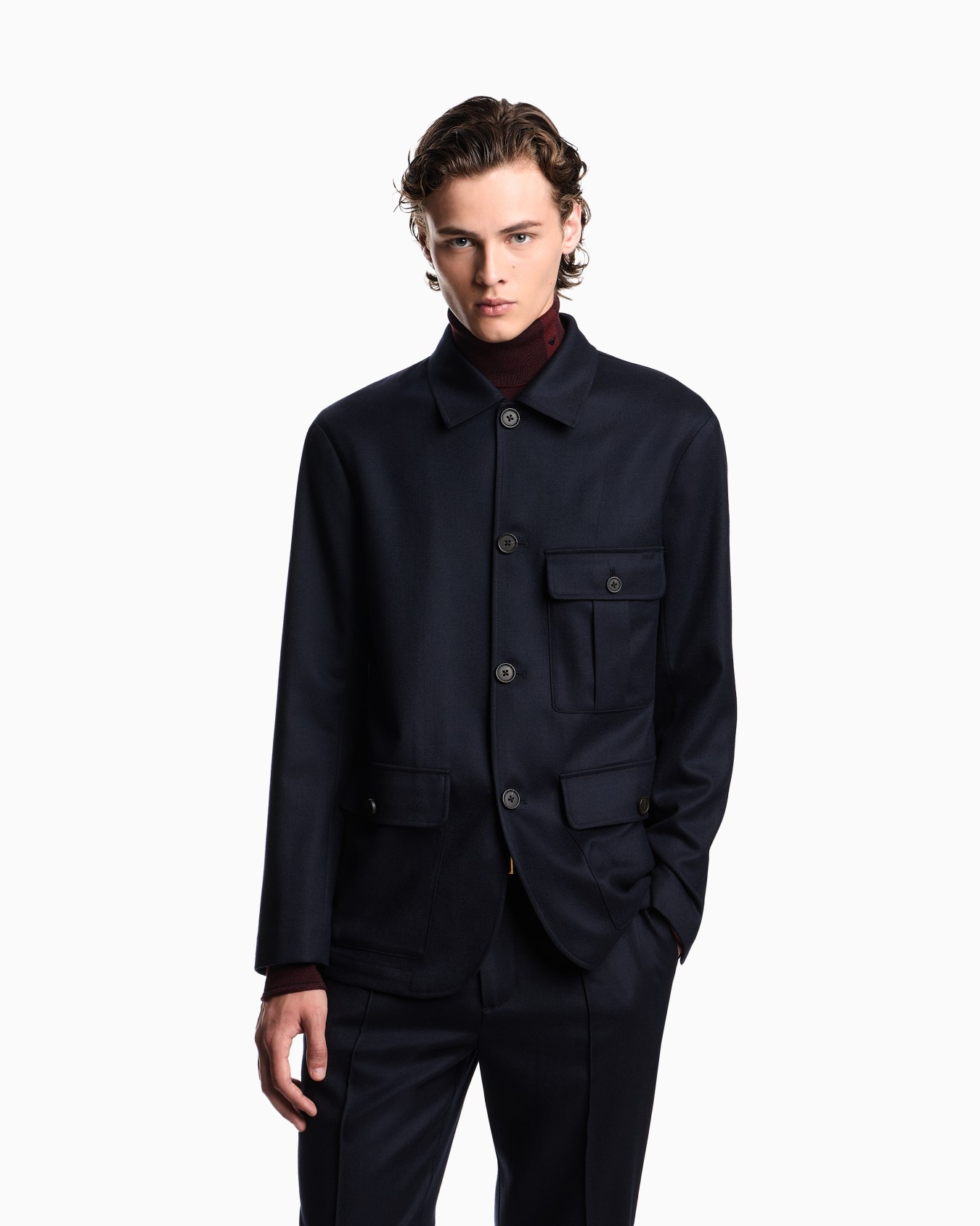 Virgin-wool stretch-twill shirt jacket Slide 3