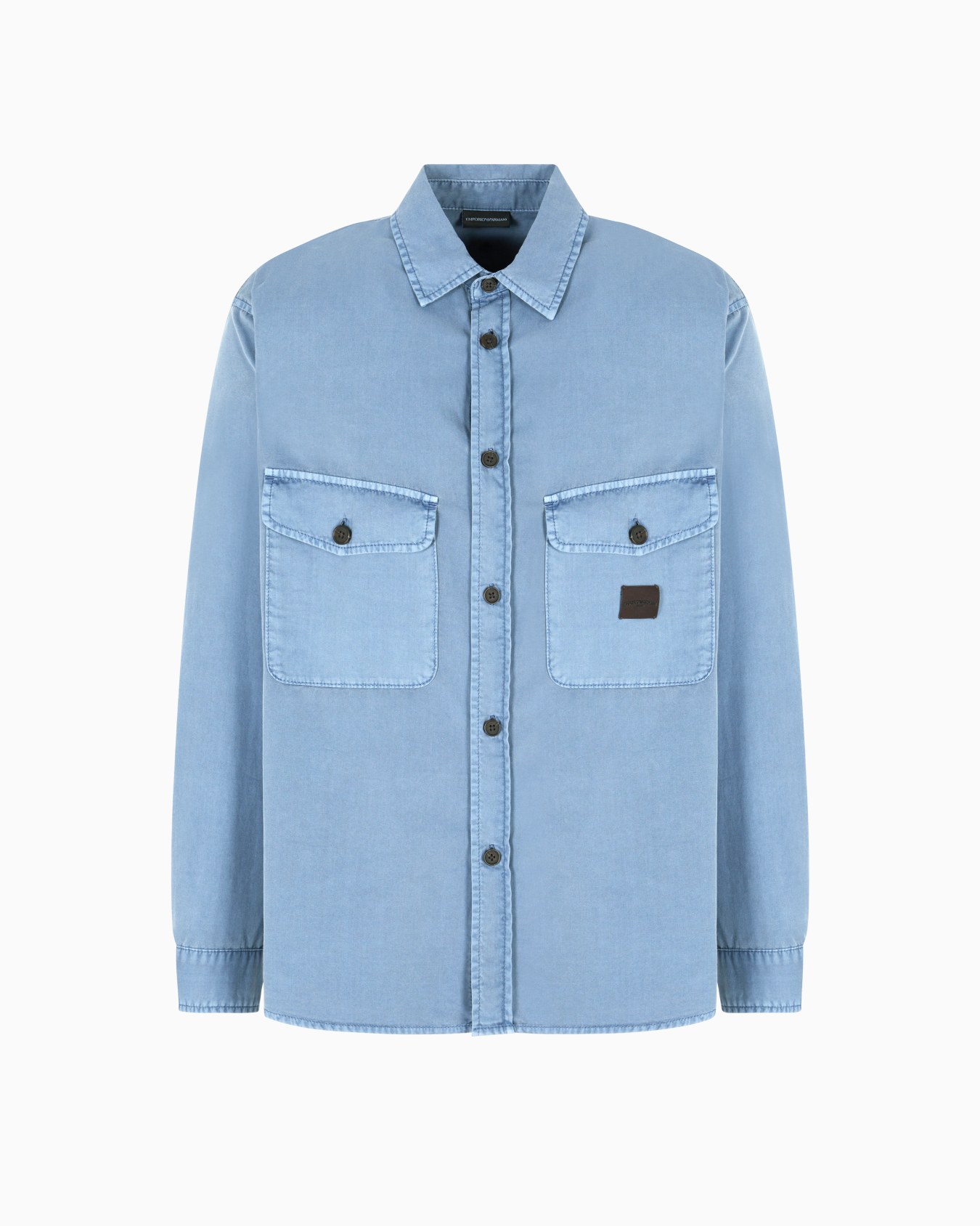 Comfort-fit shirt with washed twill pockets Slide 0