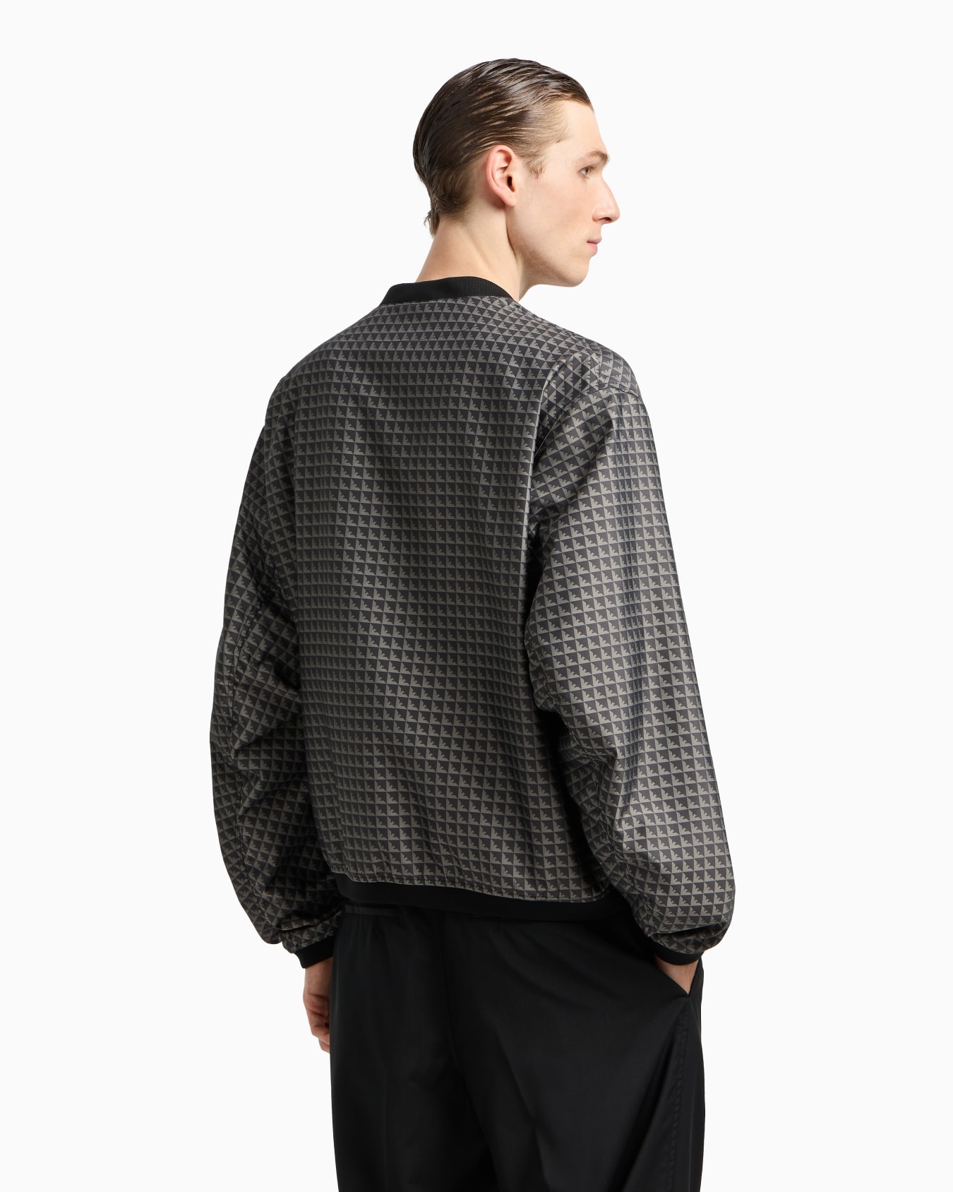 Blouson in nylon jacquard with repeated eagle motif Slide 2