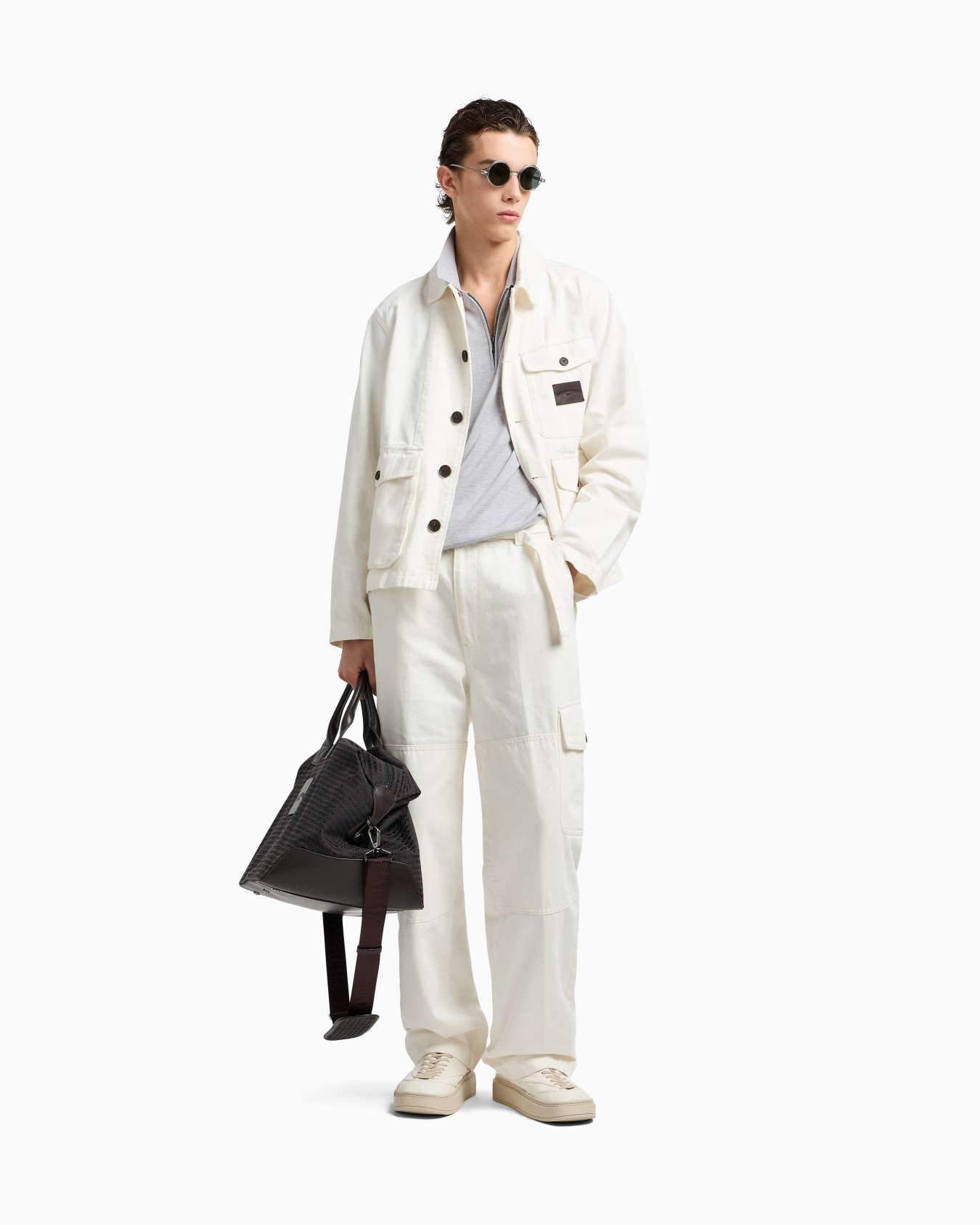 ASV plain-knit jumper with polo-shirt collar, in a wool and Lyocell blend Slide 2