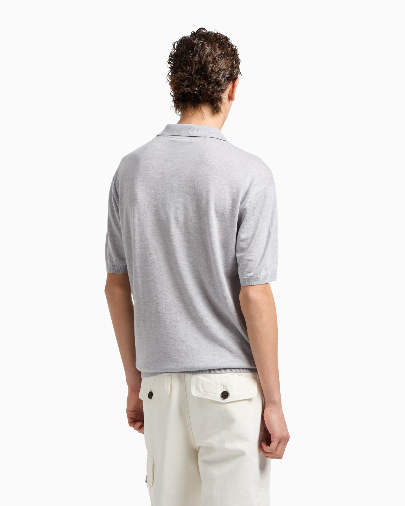 ASV plain-knit jumper with polo-shirt collar, in a wool and Lyocell blend Slide 3
