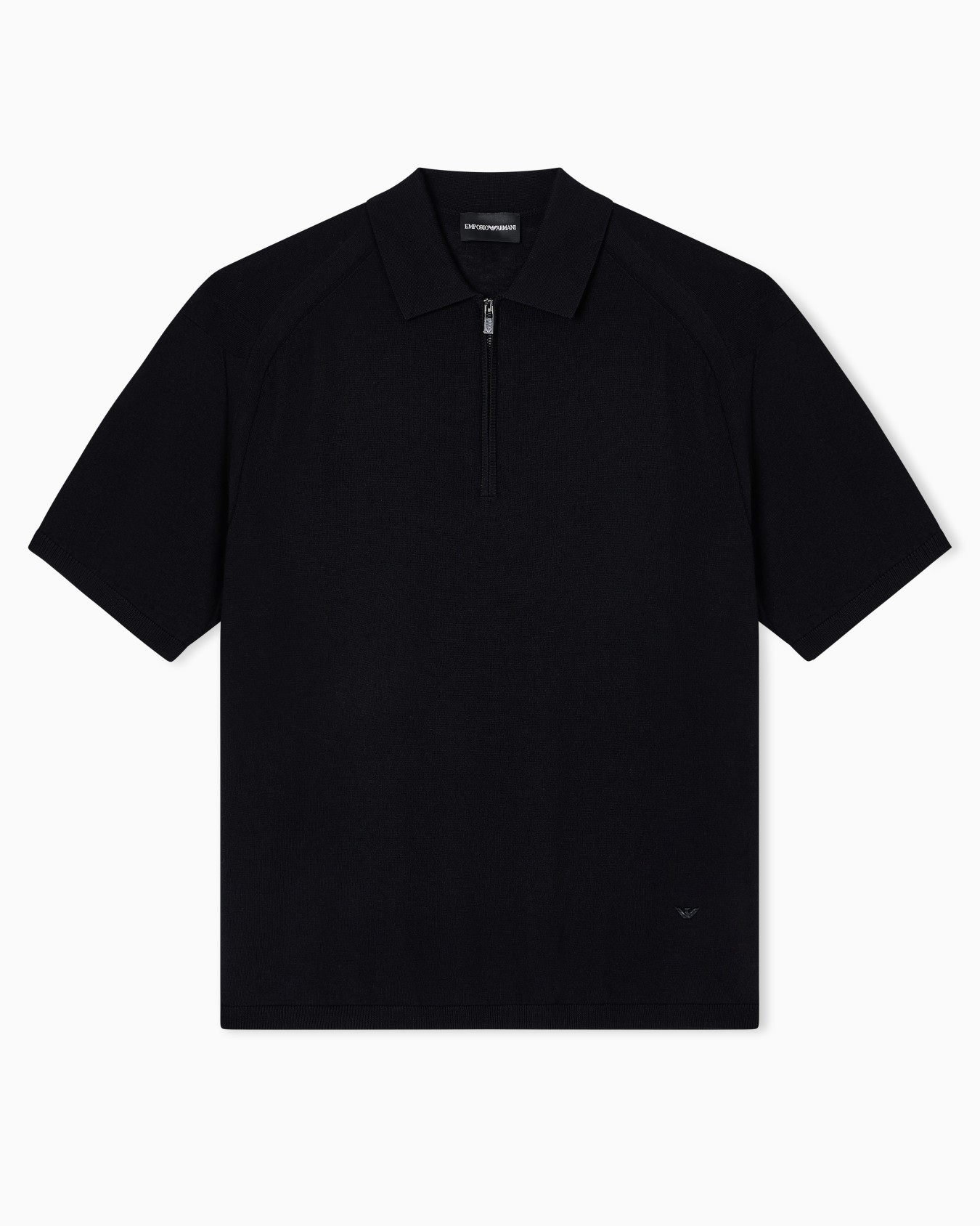 ASV plain-knit jumper with polo-shirt collar, in a wool and Lyocell blend Slide 0