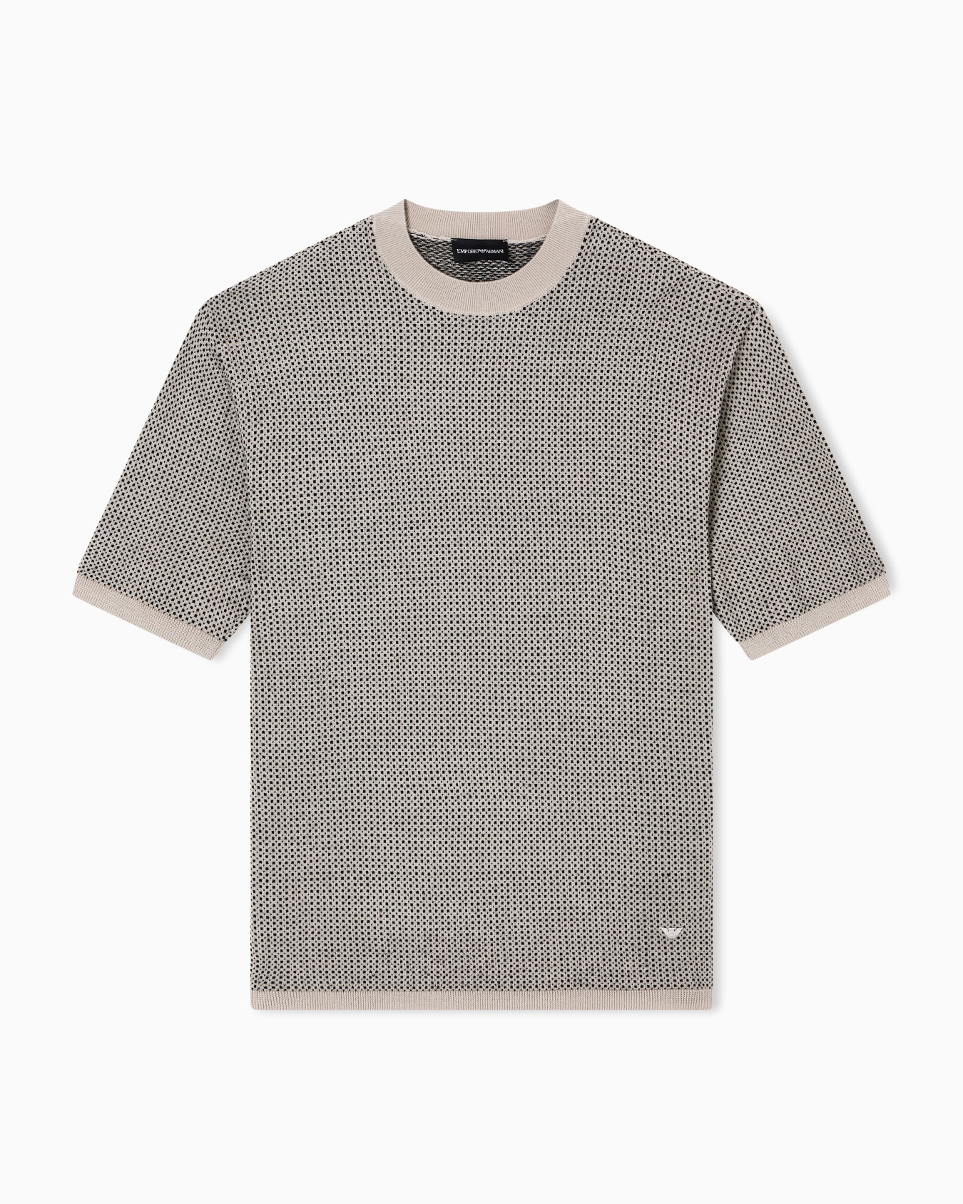 Virgin-wool jumper with two-tone jacquard micro motif Slide 0