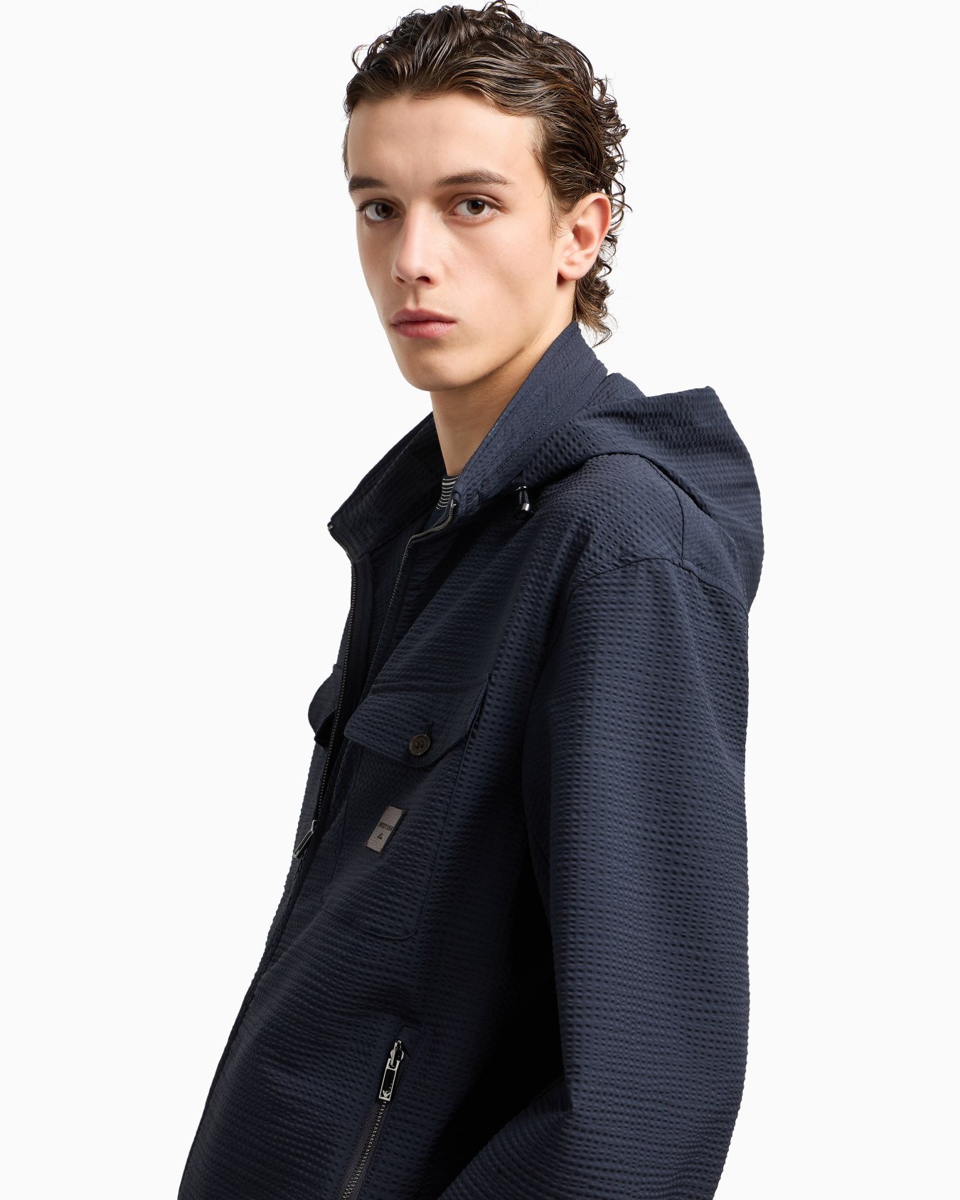 Nylon seersucker full-zip blouson Slide 5