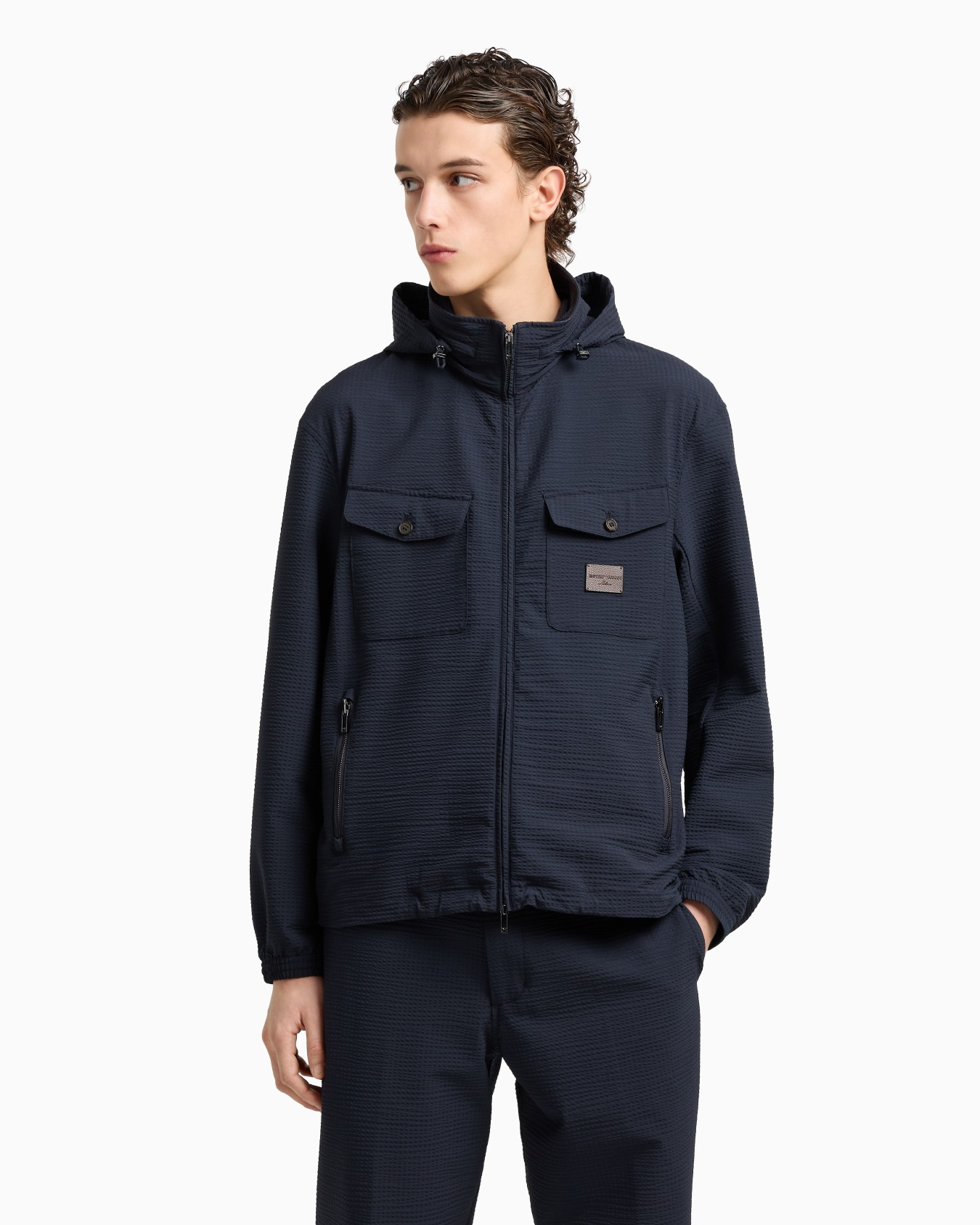 Nylon seersucker full-zip blouson Slide 4