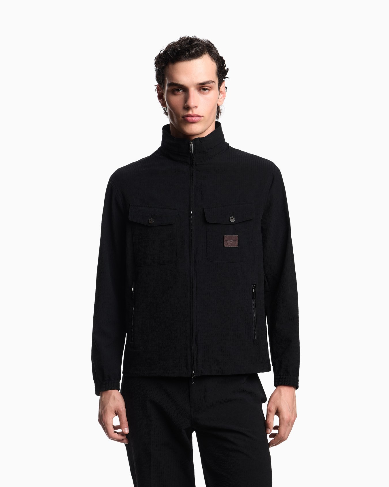 Nylon seersucker full-zip blouson Slide 3