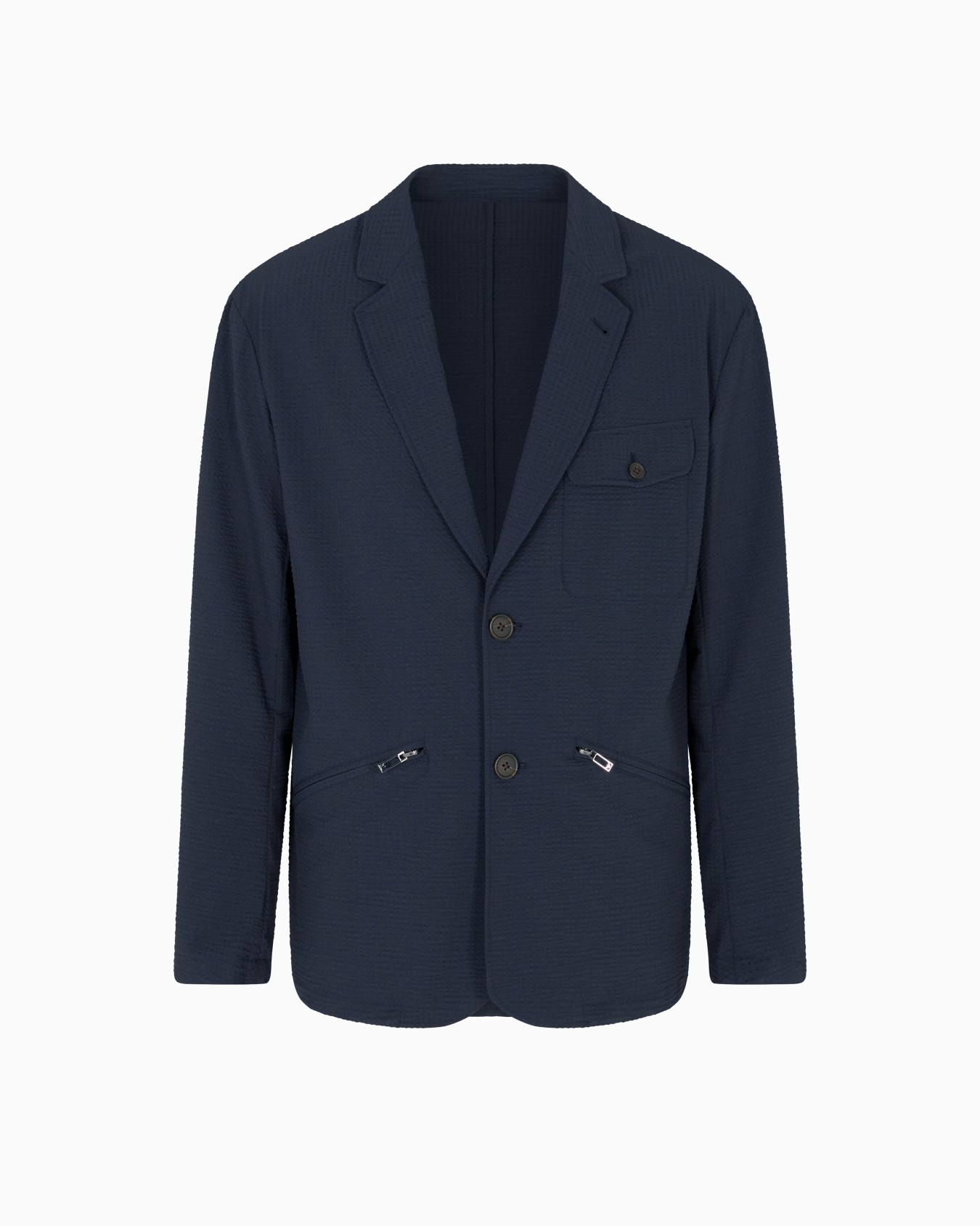 Single-breasted nylon seersucker blazer Slide 0