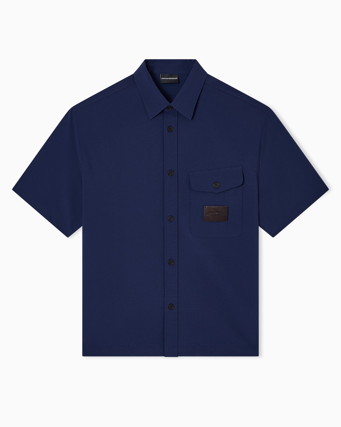 Short-sleeved oversized shirt in nylon seersucker Slide 0